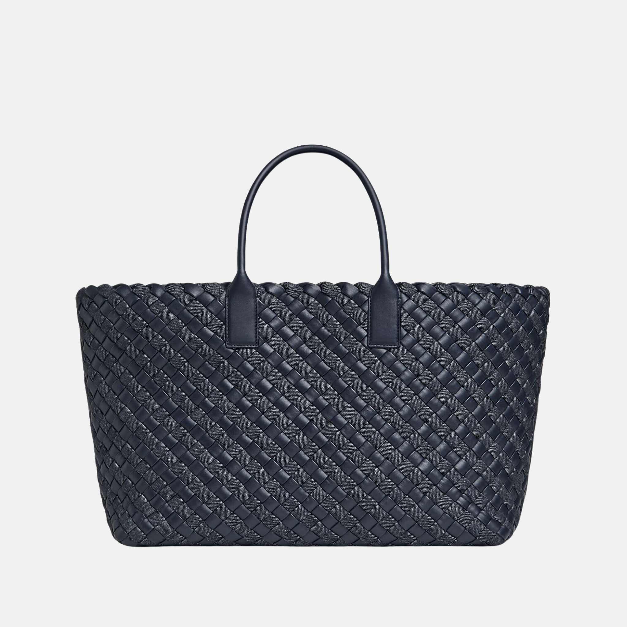 Bottega Veneta Large Cabat Intreccio Padded Nappa And Denim Tote Bag, Front