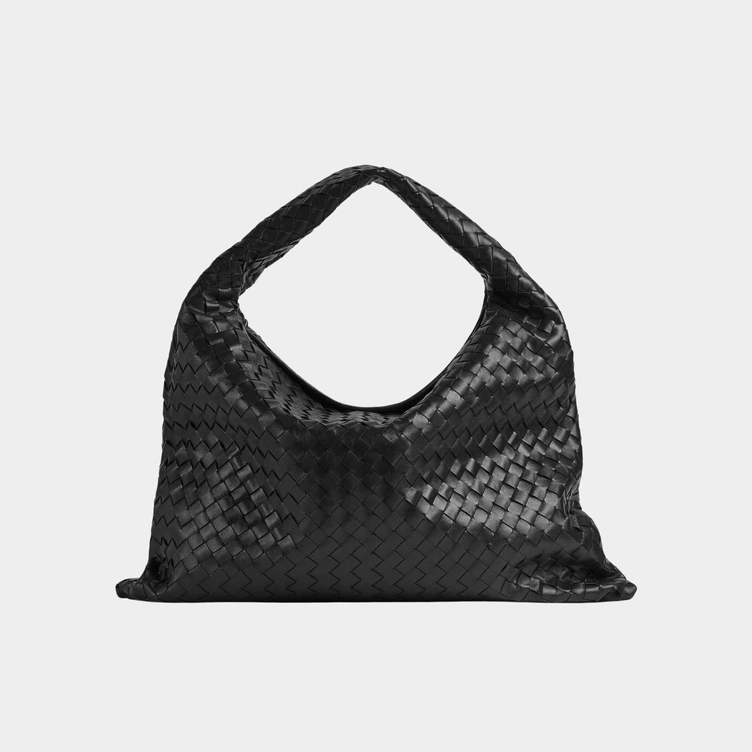 Bottega Veneta Large Hop Calfskin Shoulder Bag, Black, Front