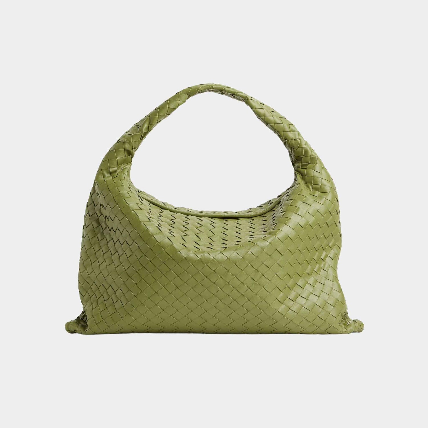 Bottega Veneta Large Hop Calfskin Shoulder Bag, Matcha, Front