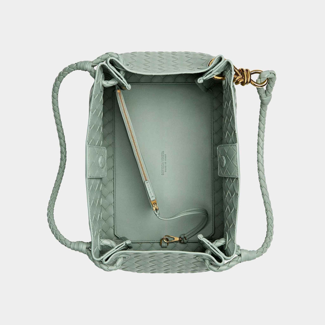 حقيبة كتف Bottega Veneta Parachute كبيرة، لون Sauge جديد، من الأعلى