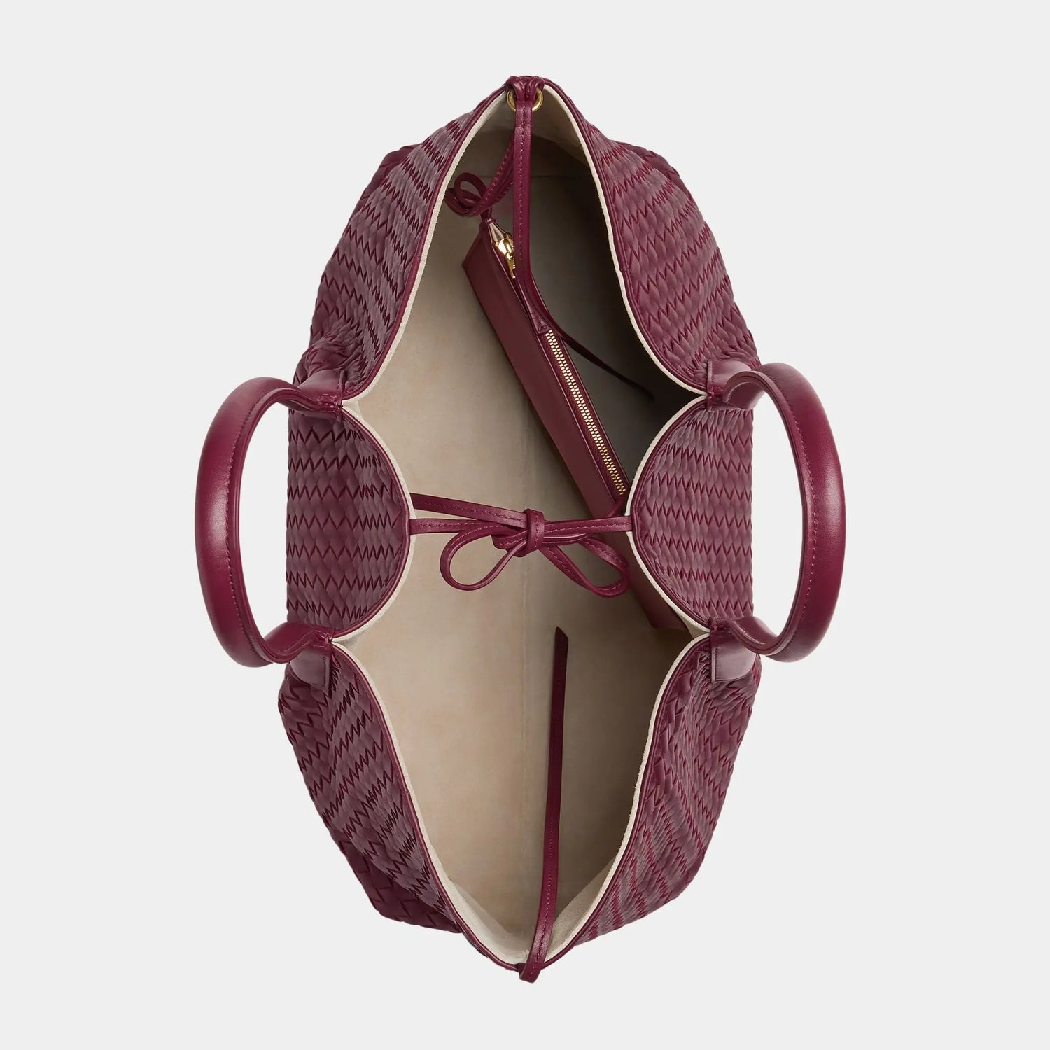 Bottega Veneta Large Pinacoteca Tote Bag, Barolo, Ecru, Top