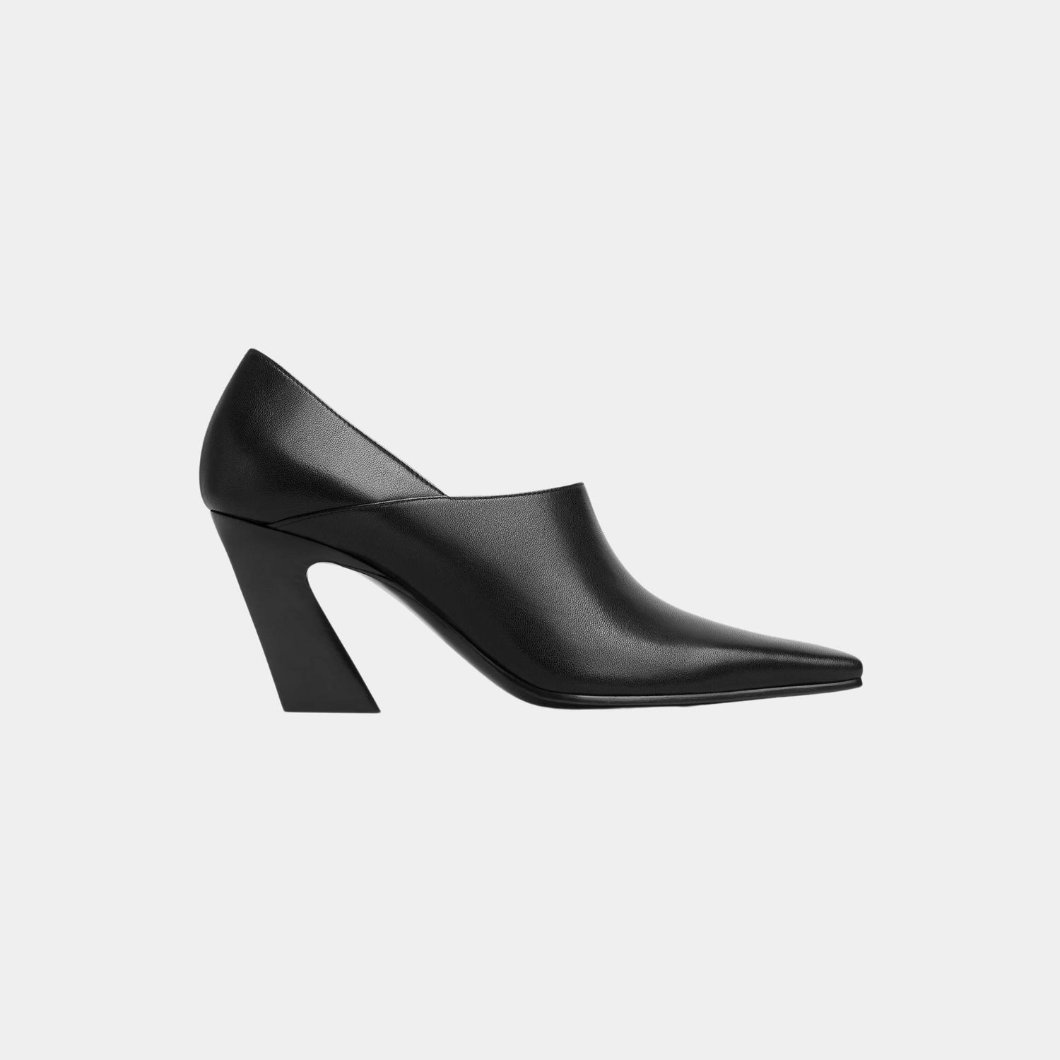 Bottega Veneta Lewis Pump Calfskin with Sculptural Sloped Heel, Black, Side