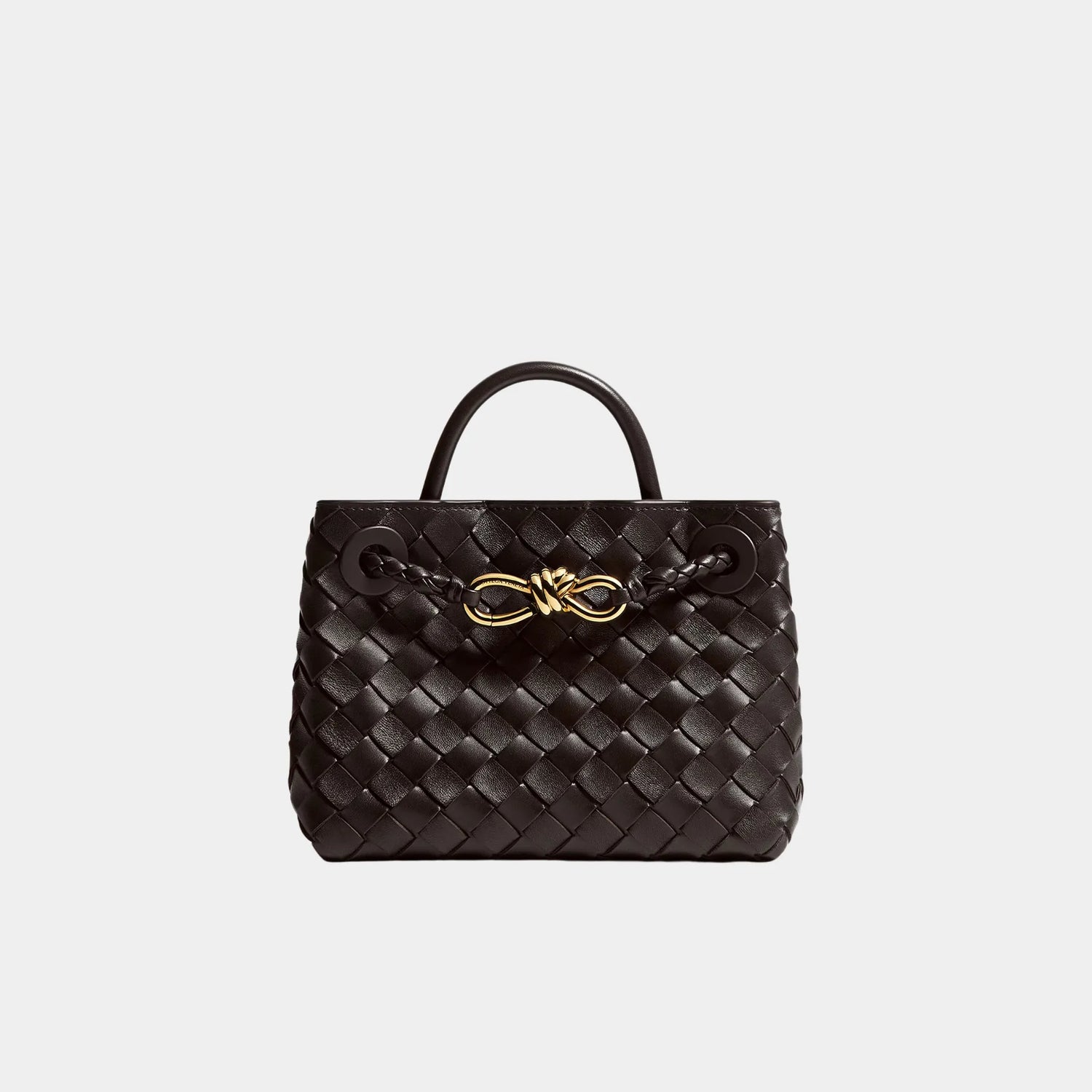 Bottega Veneta Mini Andiamo Bag in Intrecciato Leather, Fondant, Front