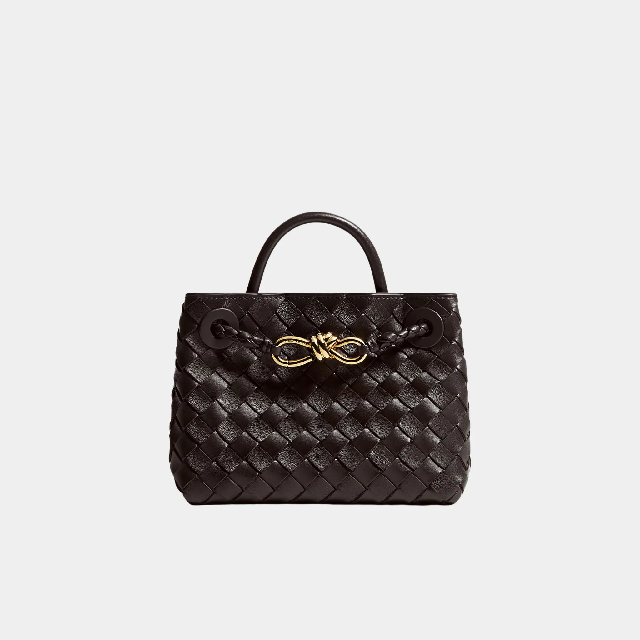 Bottega Veneta Mini Andiamo Bag in Intrecciato Leather, Fondant, Front