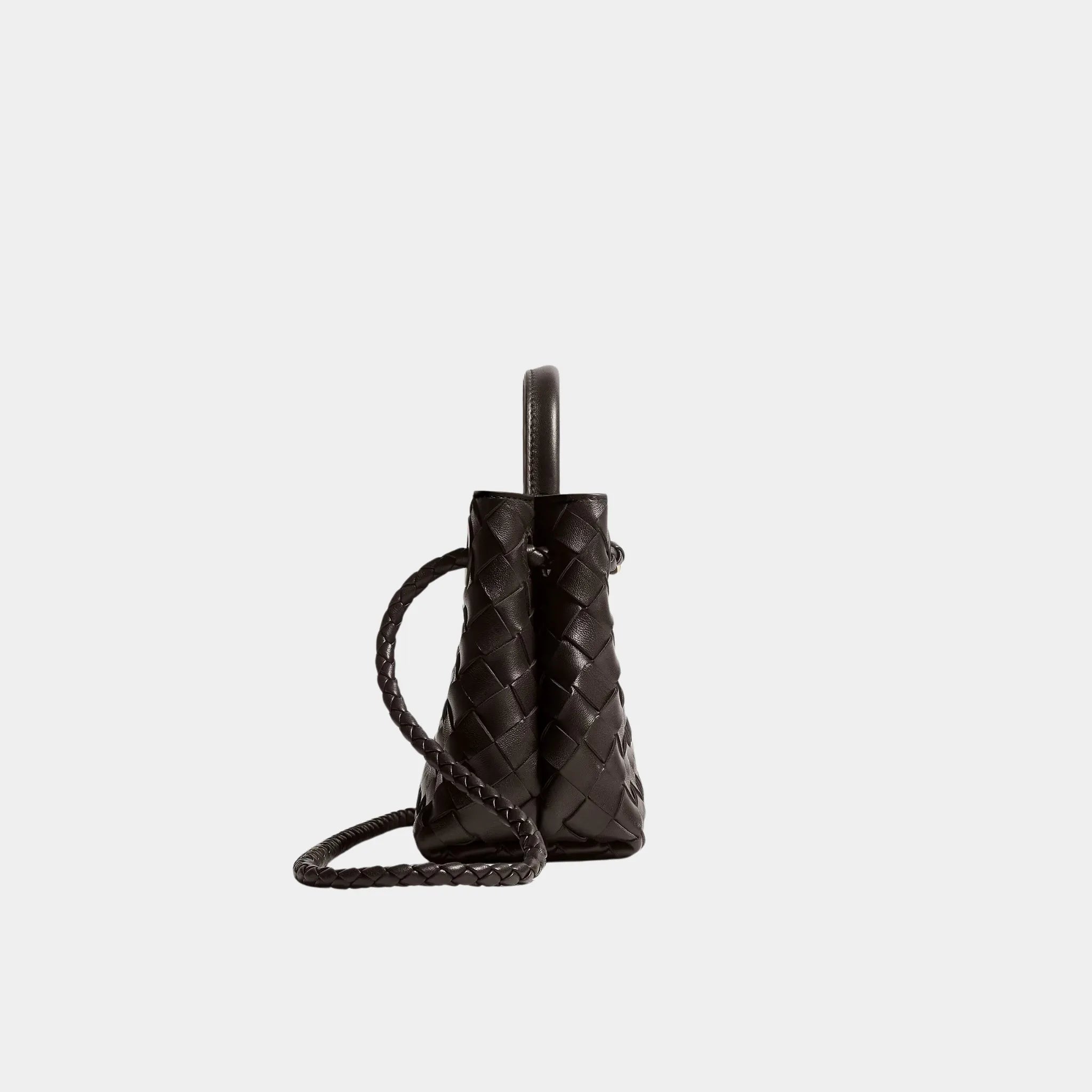 Bottega Veneta Mini Andiamo Bag in Intrecciato Leather, Fondant, Side