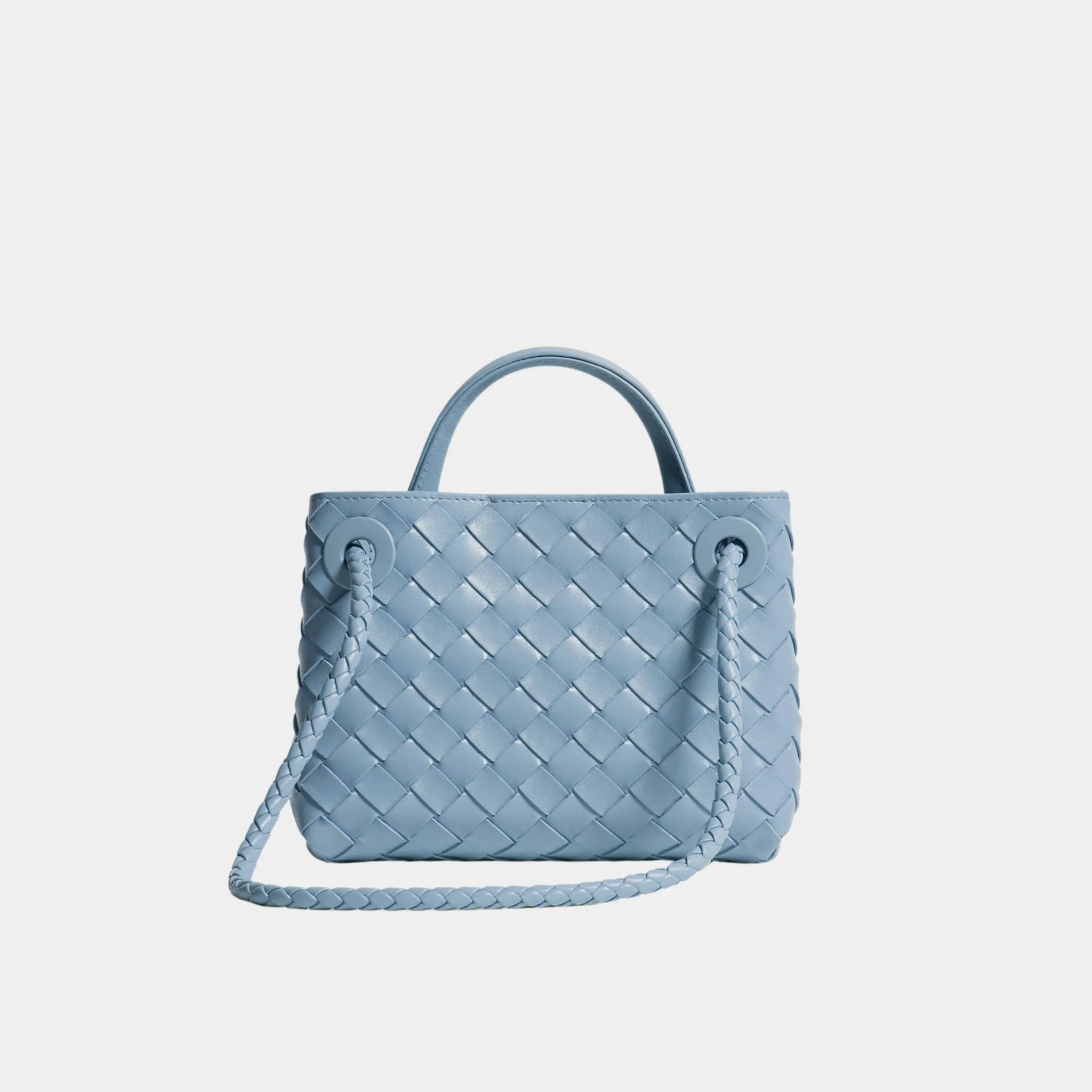 Bottega Veneta Mini Andiamo Bag in Intrecciato Leather, Mineral, Back