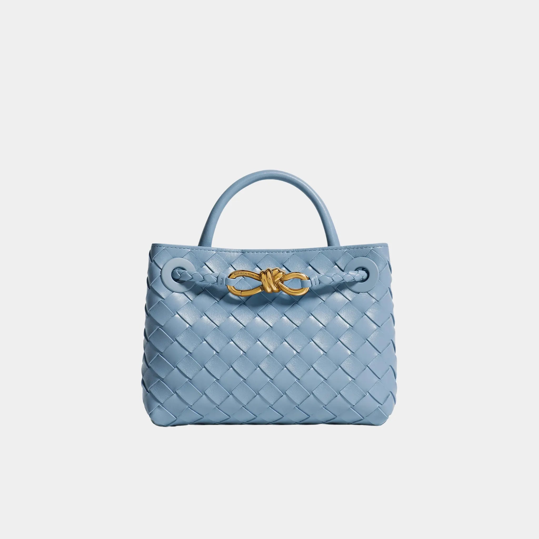 Bottega Veneta Mini Andiamo Bag in Intrecciato Leather, Mineral, Front