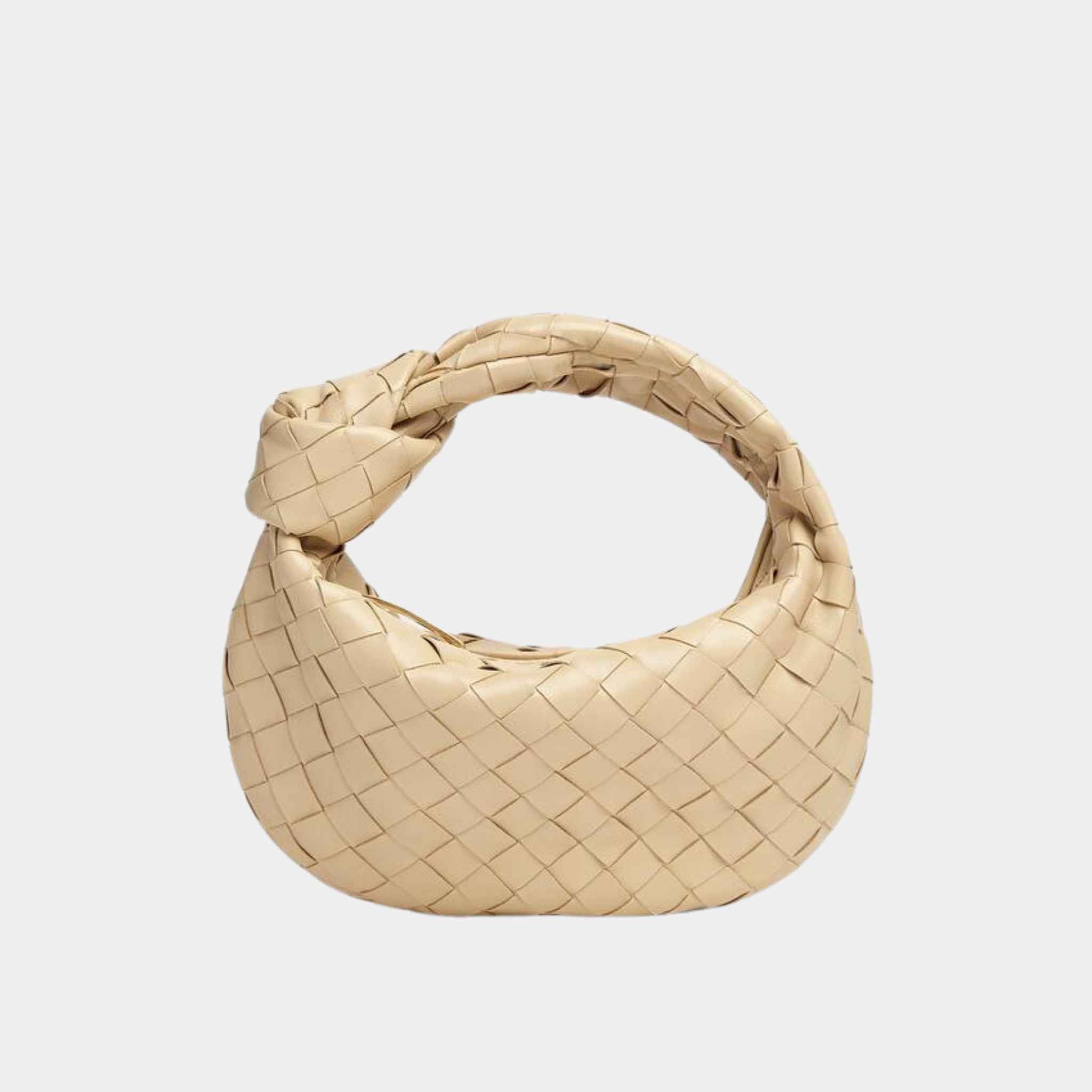 Bottega Veneta Mini Jodie Handbag, Beige, Front View