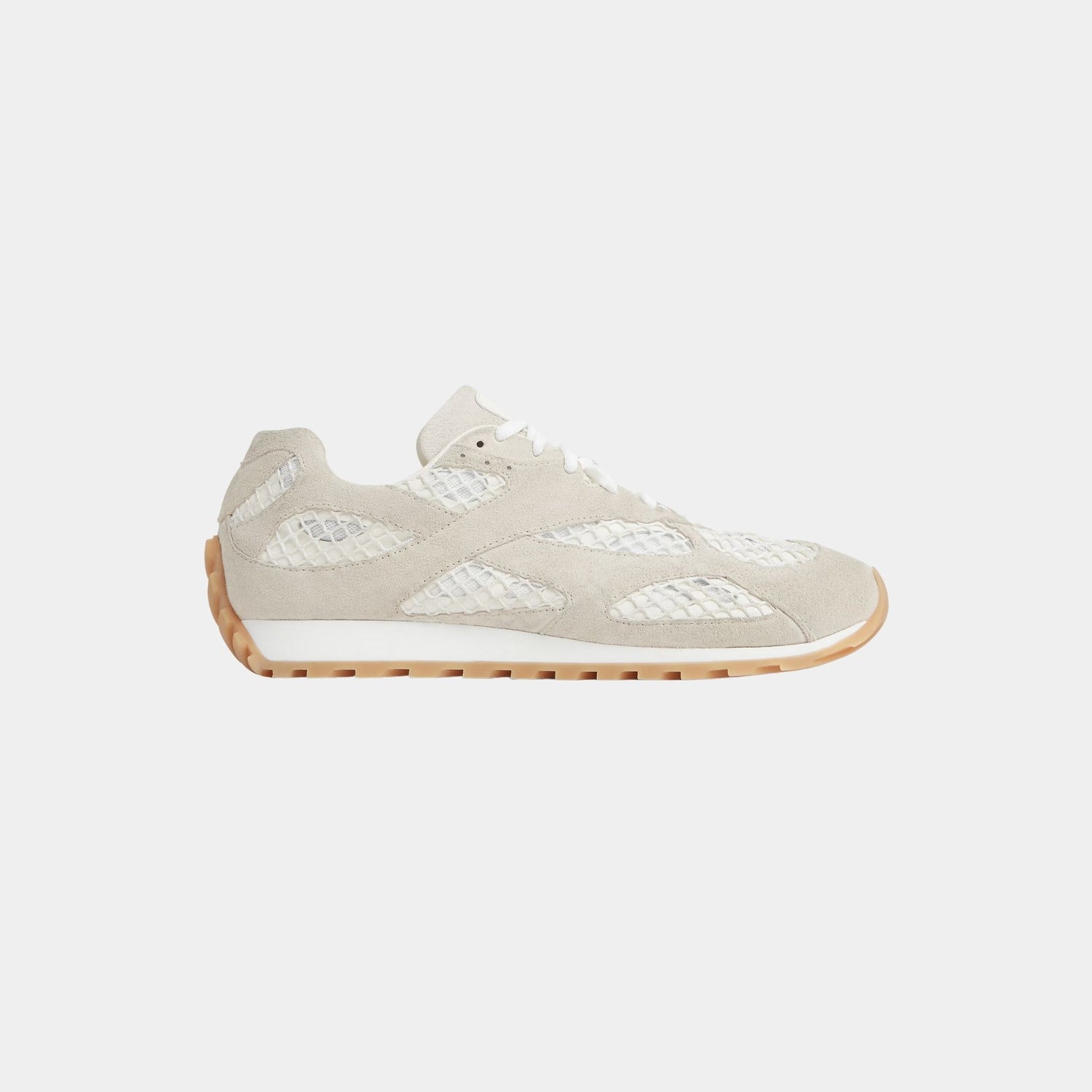 Bottega Veneta Orbit Runner Sneaker Suede and Technical Mesh Women, Sea Salt, Side