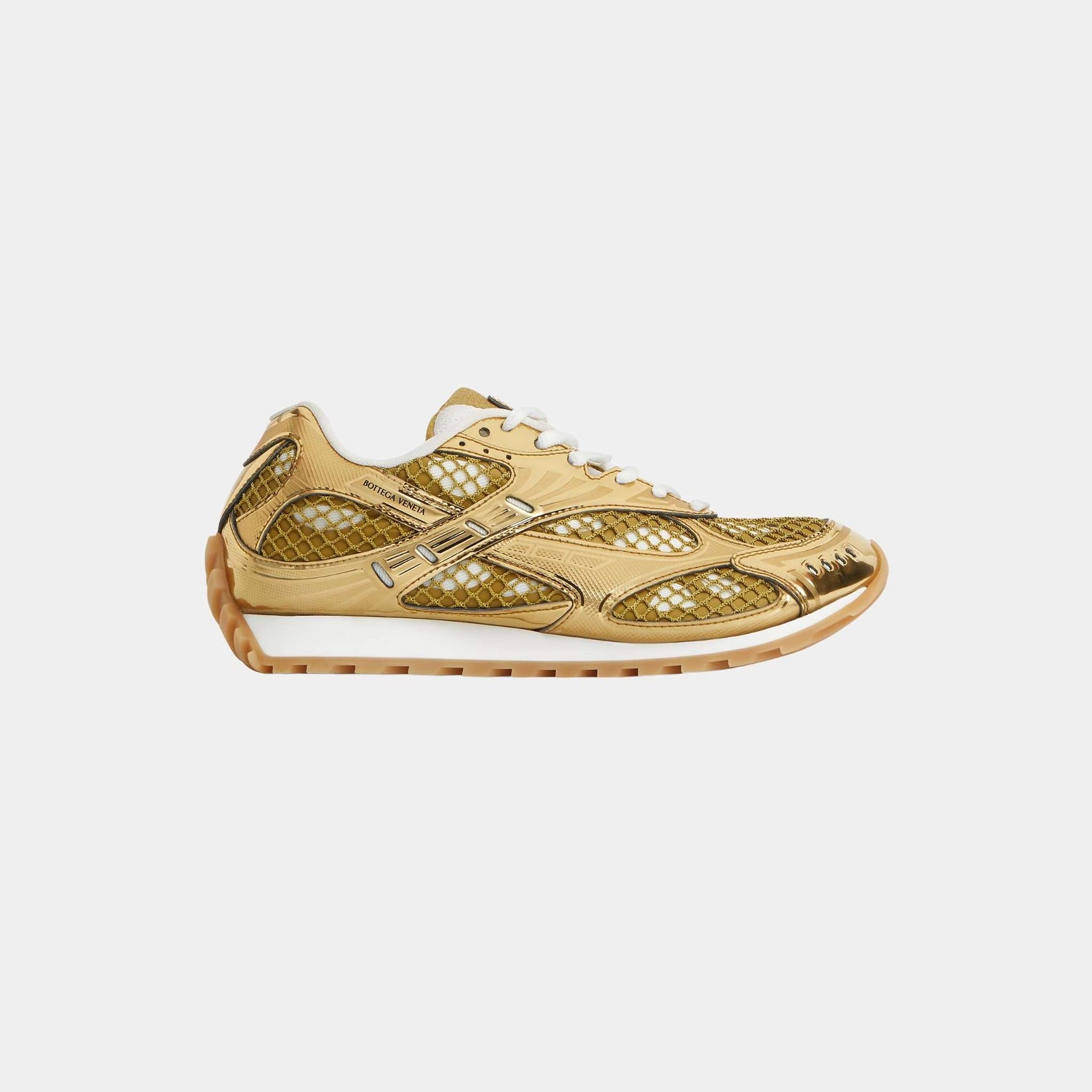 Bottega Veneta Orbit Runner Sneaker Technical Fabric and Mesh Women, Gold, Side