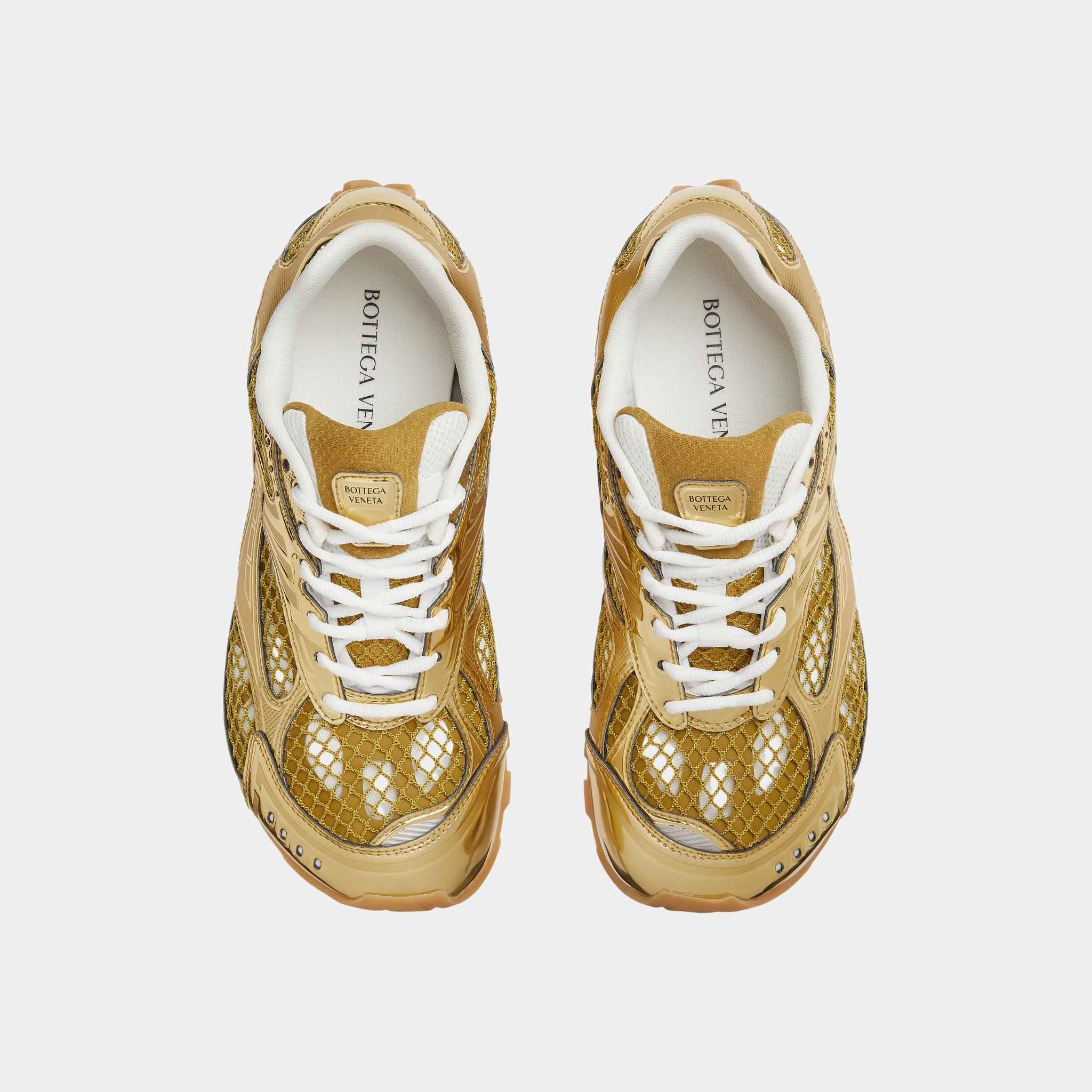 Bottega Veneta Orbit Runner Sneaker Technical Fabric and Mesh Women, Gold, Top