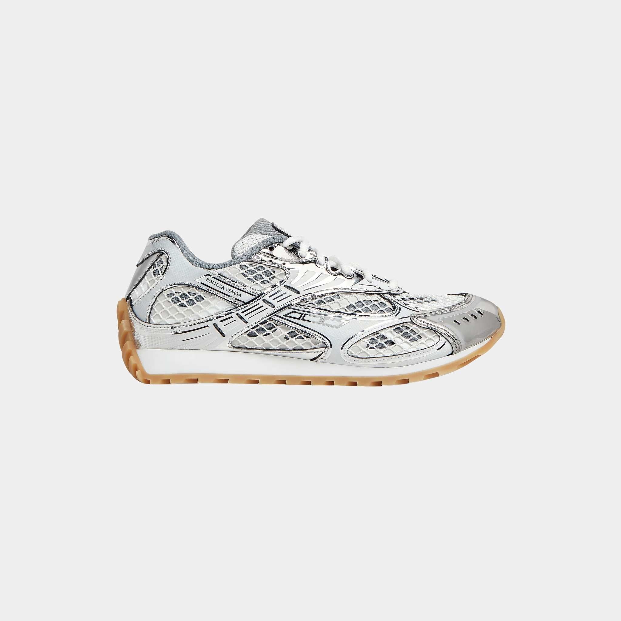 Bottega Veneta Orbit Runner Sneaker Technical Fabric and Mesh Women, Silver, Side