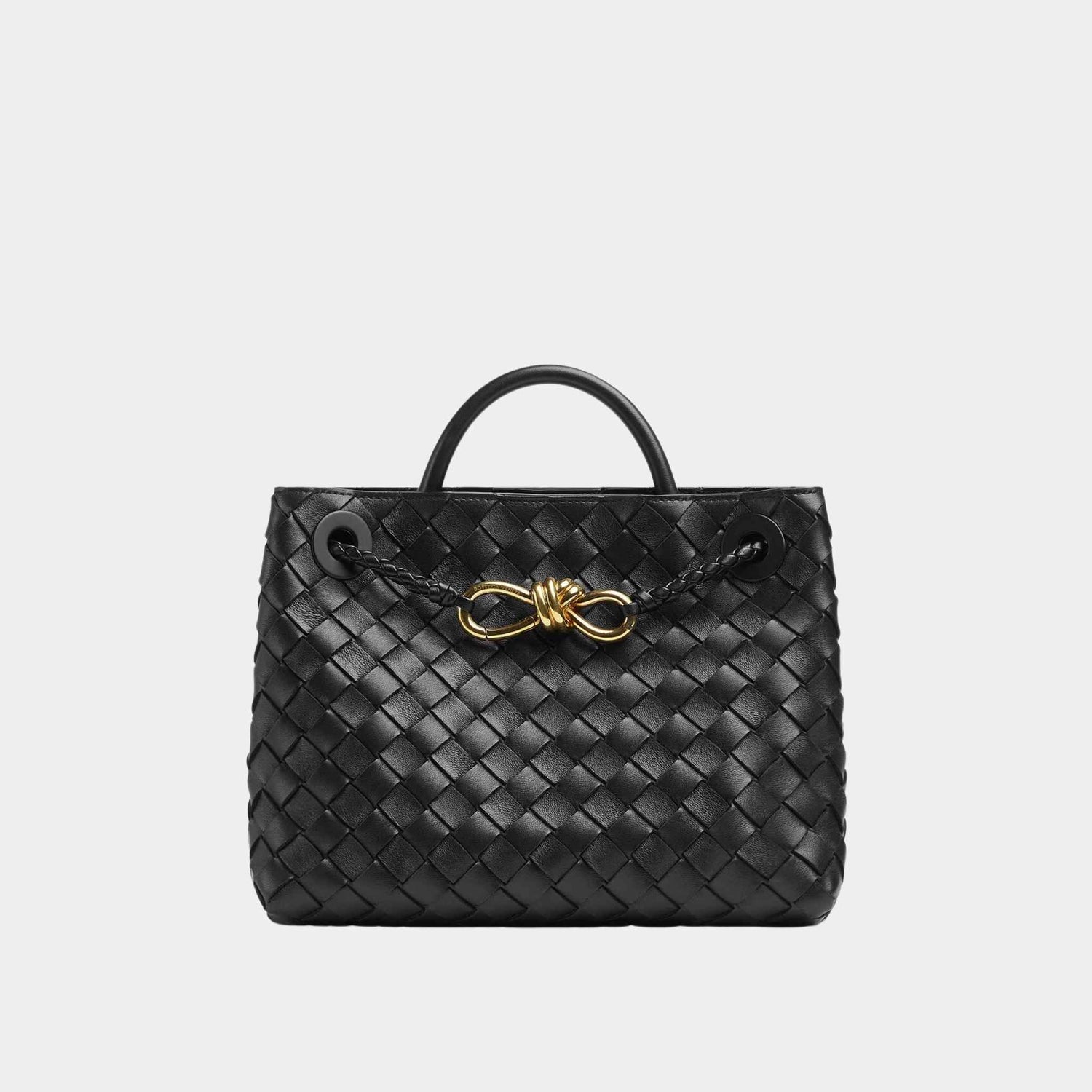 Bottega Veneta Small Andiamo, Black, Brass, Front