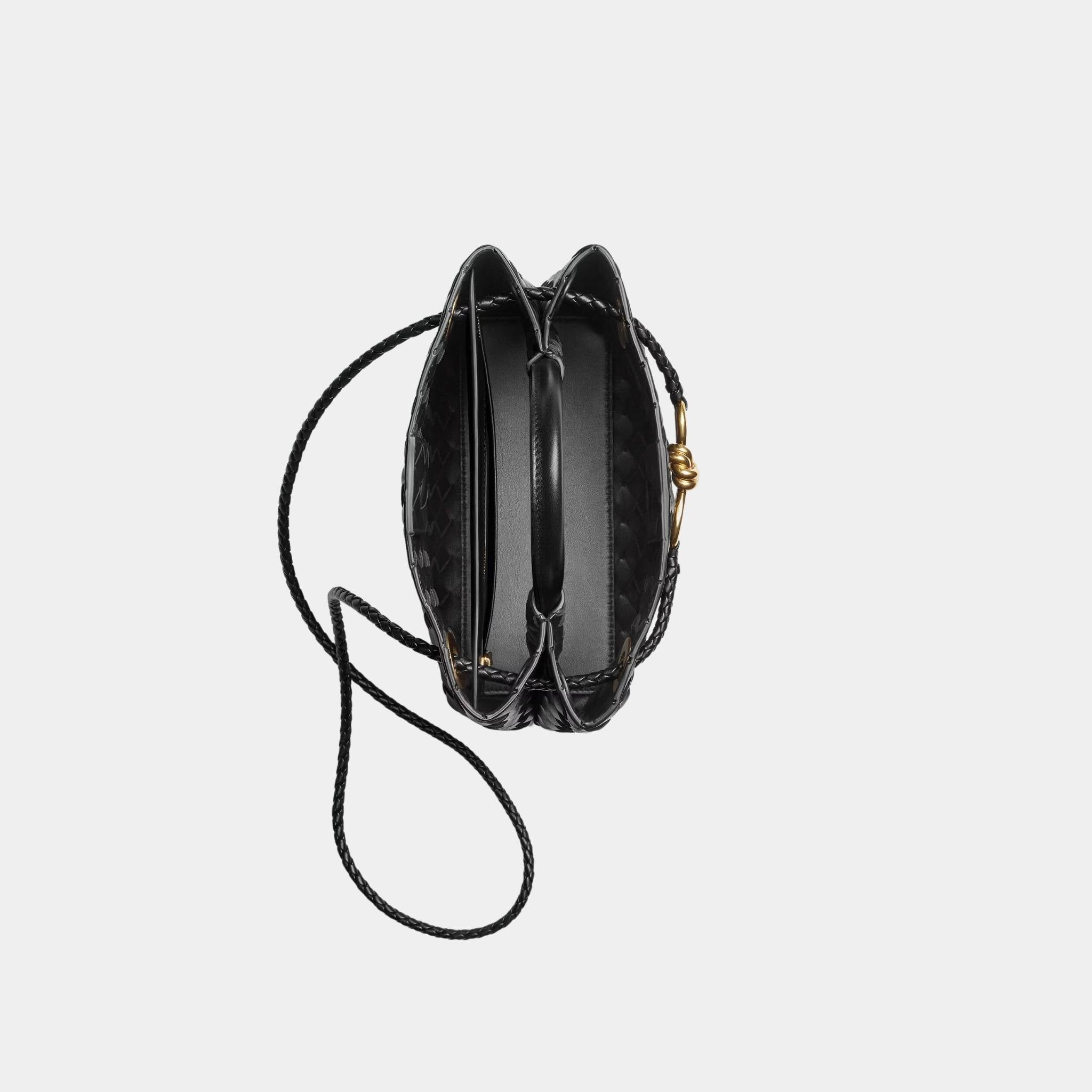 Bottega Veneta Small Andiamo, Black, Brass, Open