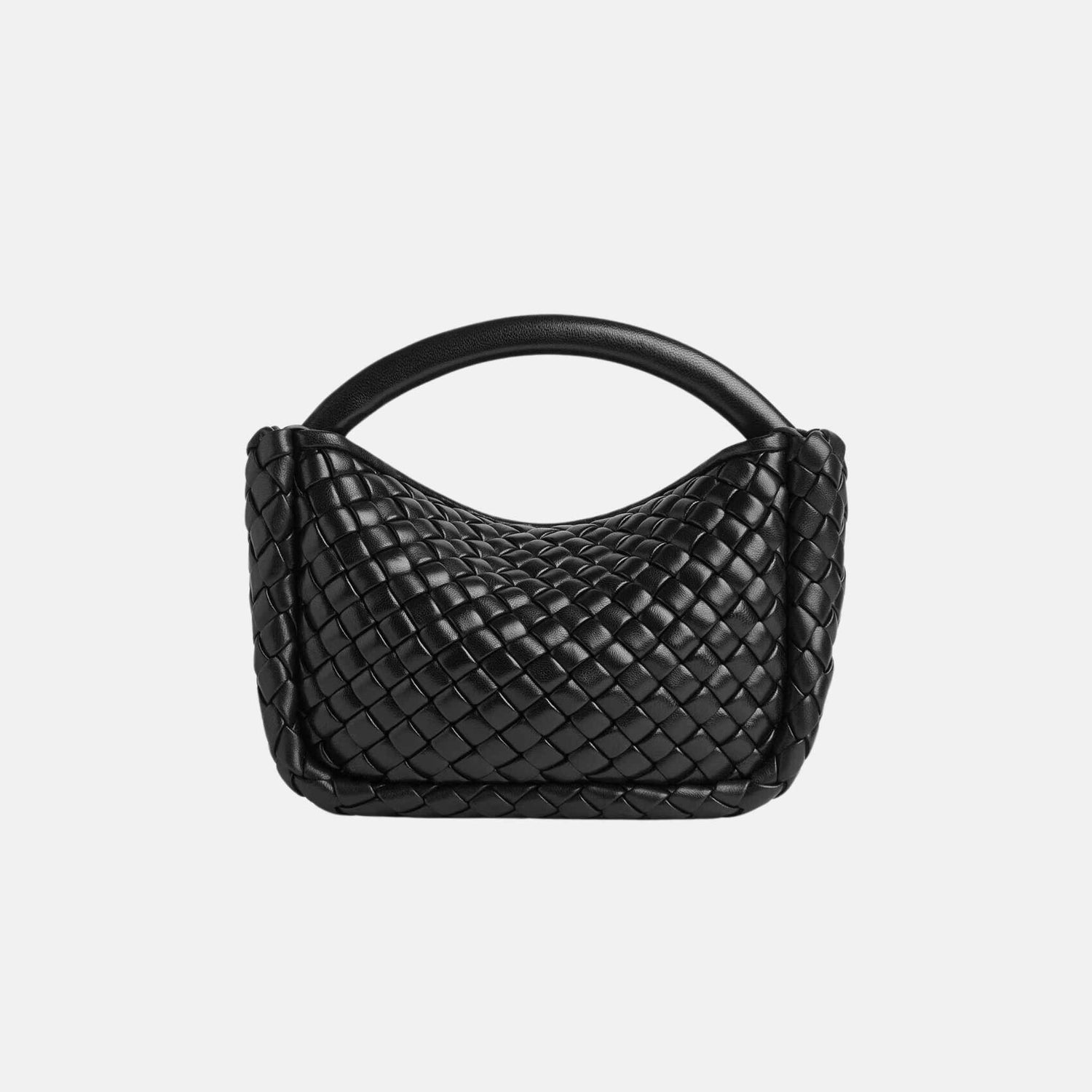 Bottega Veneta Small Cobble Top Handle Soft Padded Intreccio Leather, Black, Back