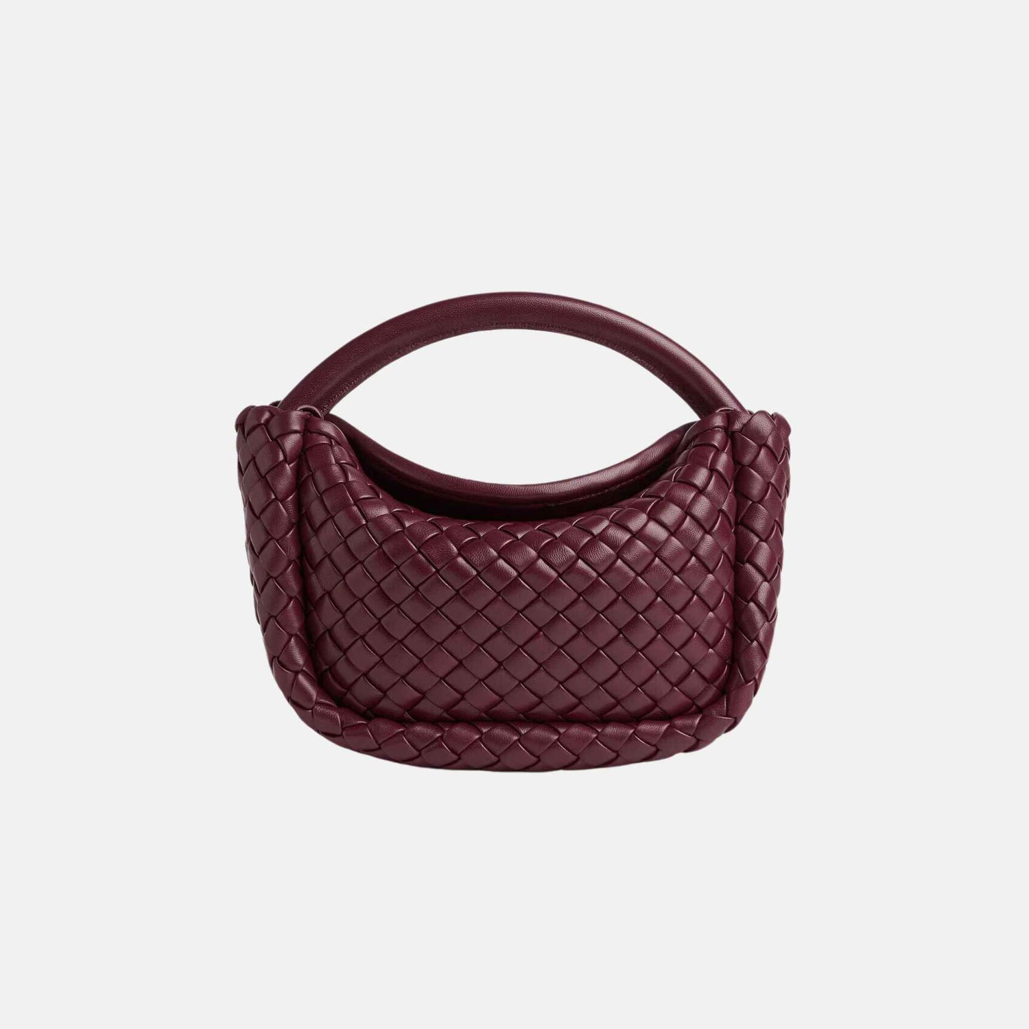 Bottega Veneta Small Cobble Top Handle Soft Padded Intreccio Leather, Borolo, front