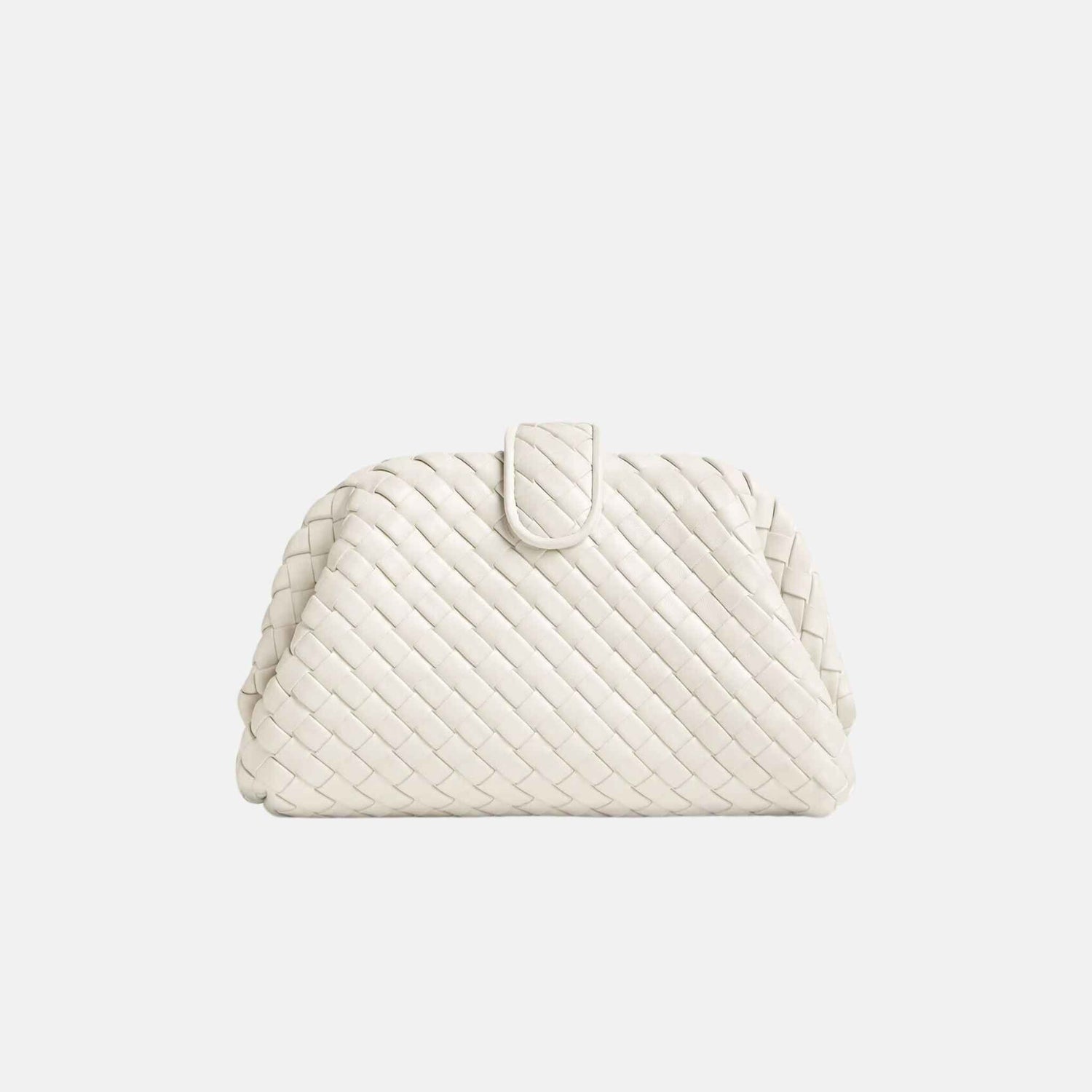 Bottega Veneta Small Lauren 1980 Clutch In Padded Intrecciato Leather, Chalk, Back