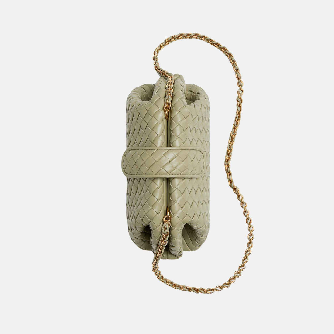 كلاتش Lauren 1980 صغير من Bottega Veneta بجلد Intrecciato مبطّن، ترافرتين، من الأعلى
