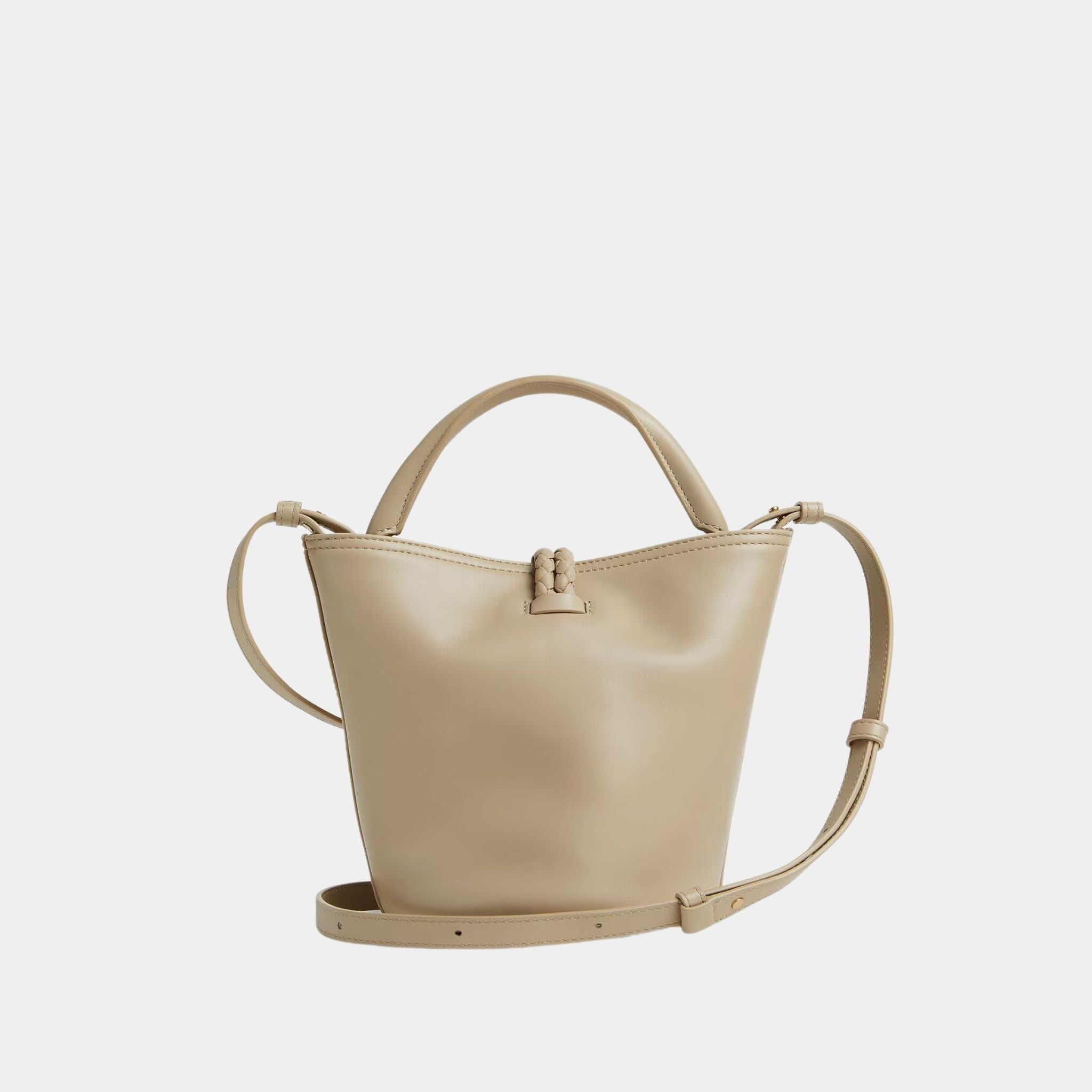 Bottega Veneta Small Liberta Bucket Smooth Calf Leather, Ecru, Back