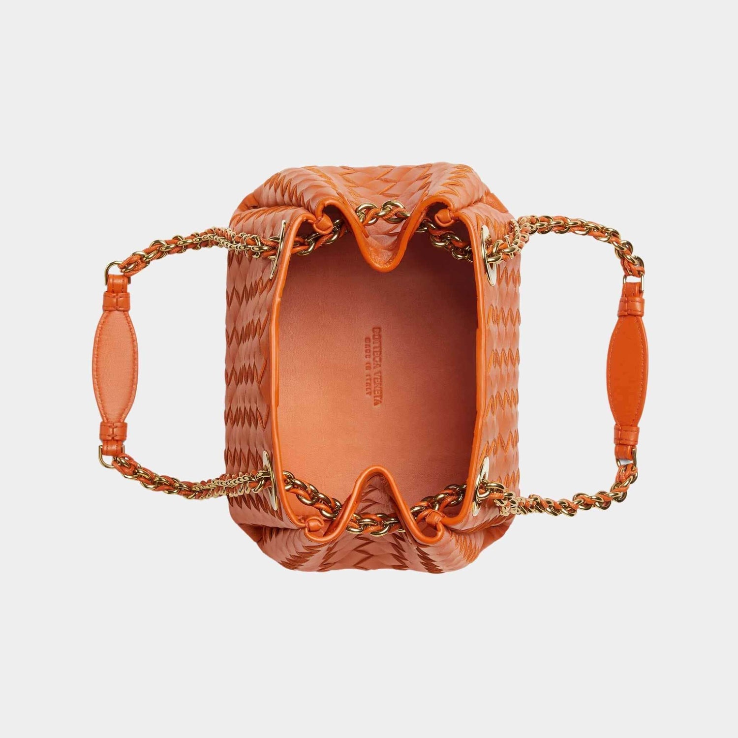 Bottega Veneta Small Parachute Chain Supple Intrecciato Leather, Burned Orange, Top