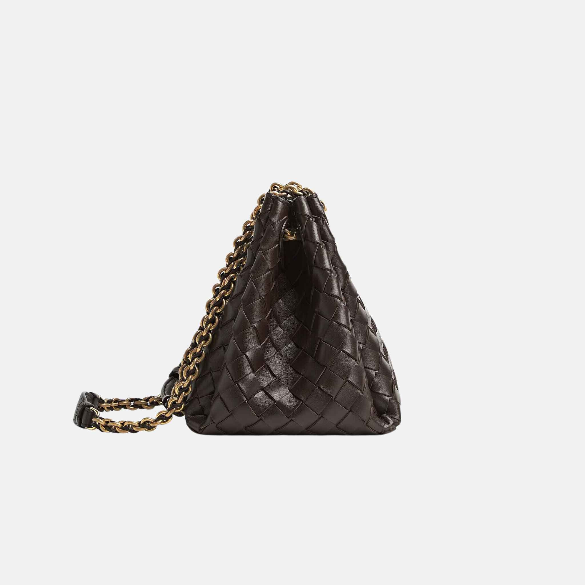 Bottega Veneta Small Parachute Chain Supple Intrecciato Leather, Fondant, Side