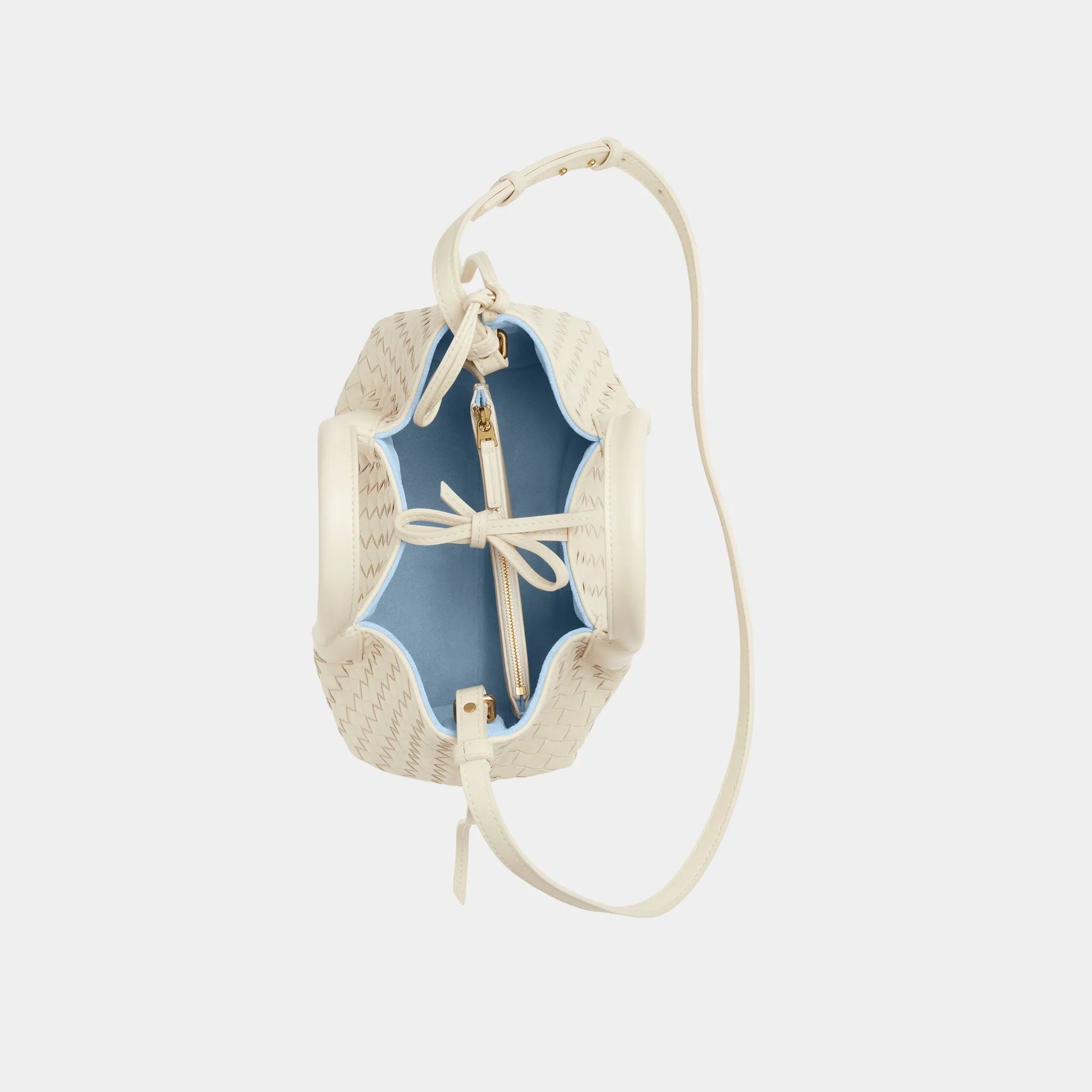 Bottega Veneta Small Pinacoteca Tote Bag, Sea Salt, Ice, Top