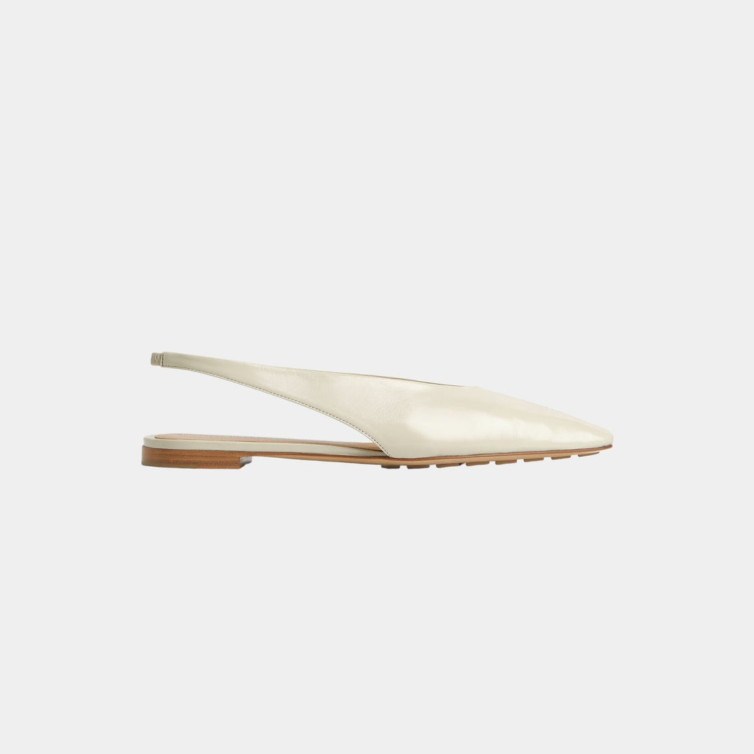 Bottega Veneta Sofia Slingback Ballerina Supple construction Shiny Calfskin, Sea Salt, Side