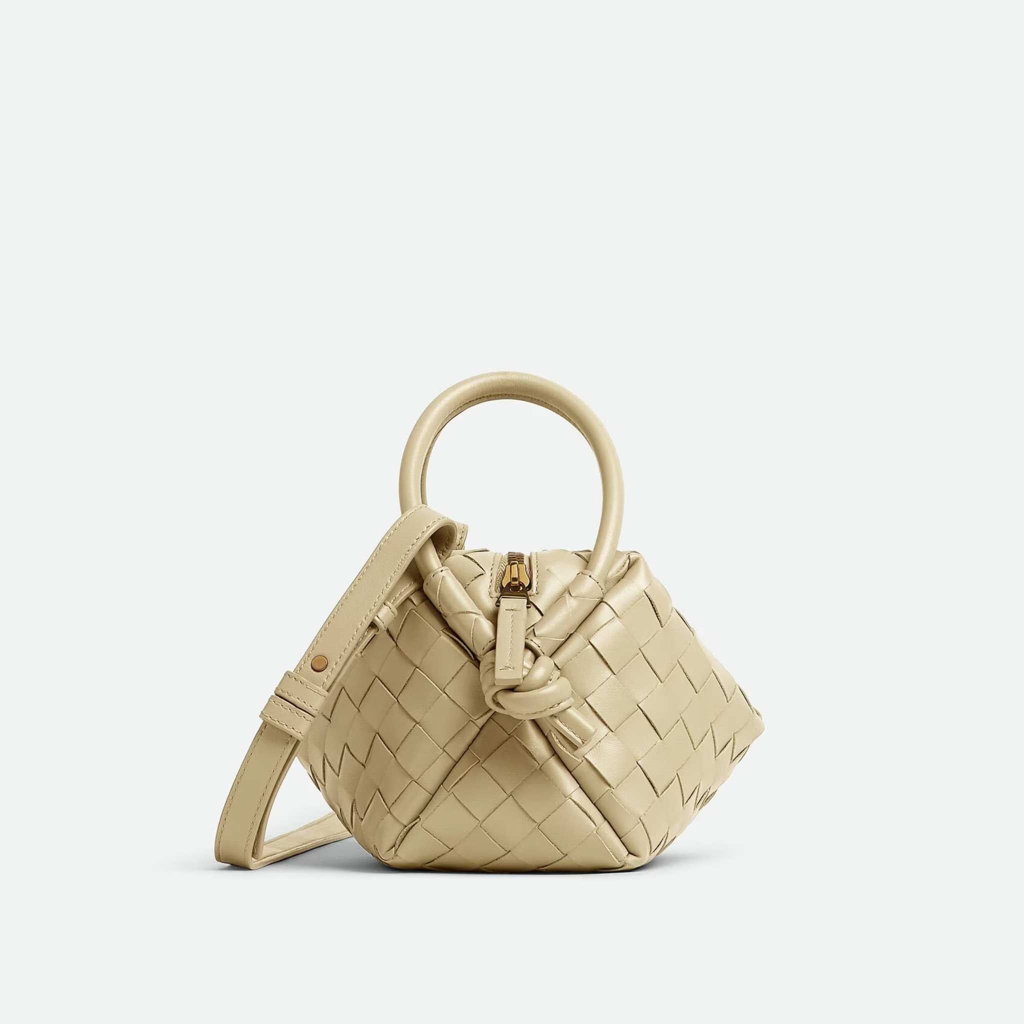 Bottega Veneta Top Handle Loop Cross Body Bag, Light Butterscotch, Side