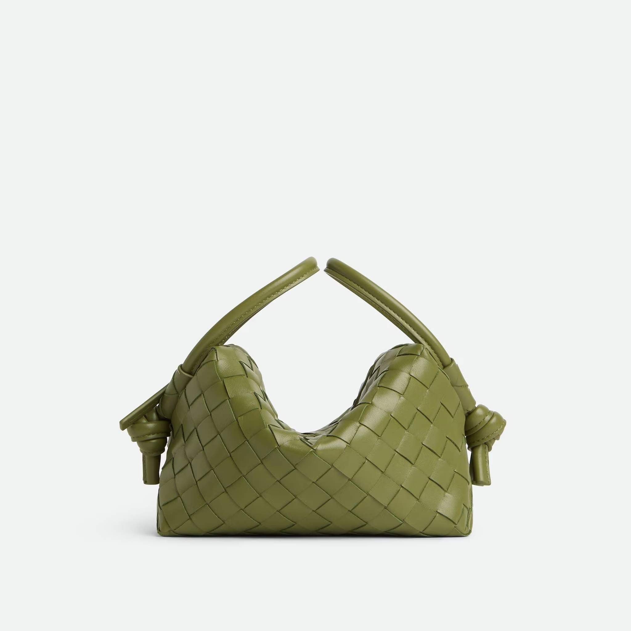 Bottega Veneta Top Handle Loop Cross Body Bag, Matcha, Front