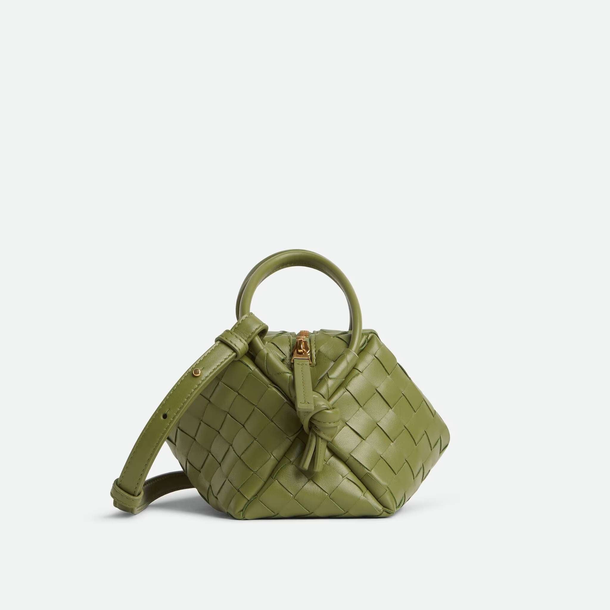 Bottega Veneta Top Handle Loop Cross Body Bag, Matcha, Side