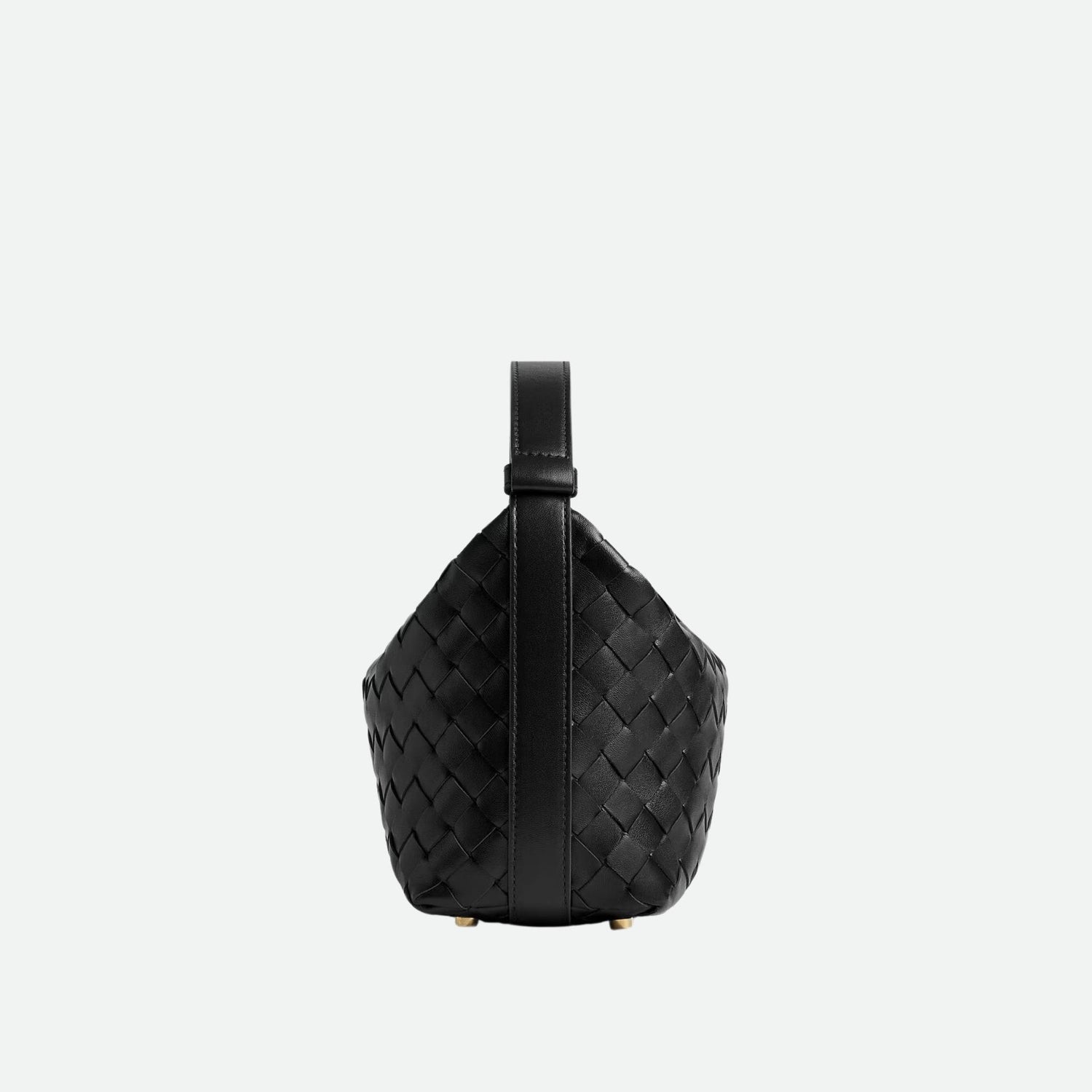 Bottega Veneta Wallace Intrecciato Leather Shoulder Bag, Black, Side