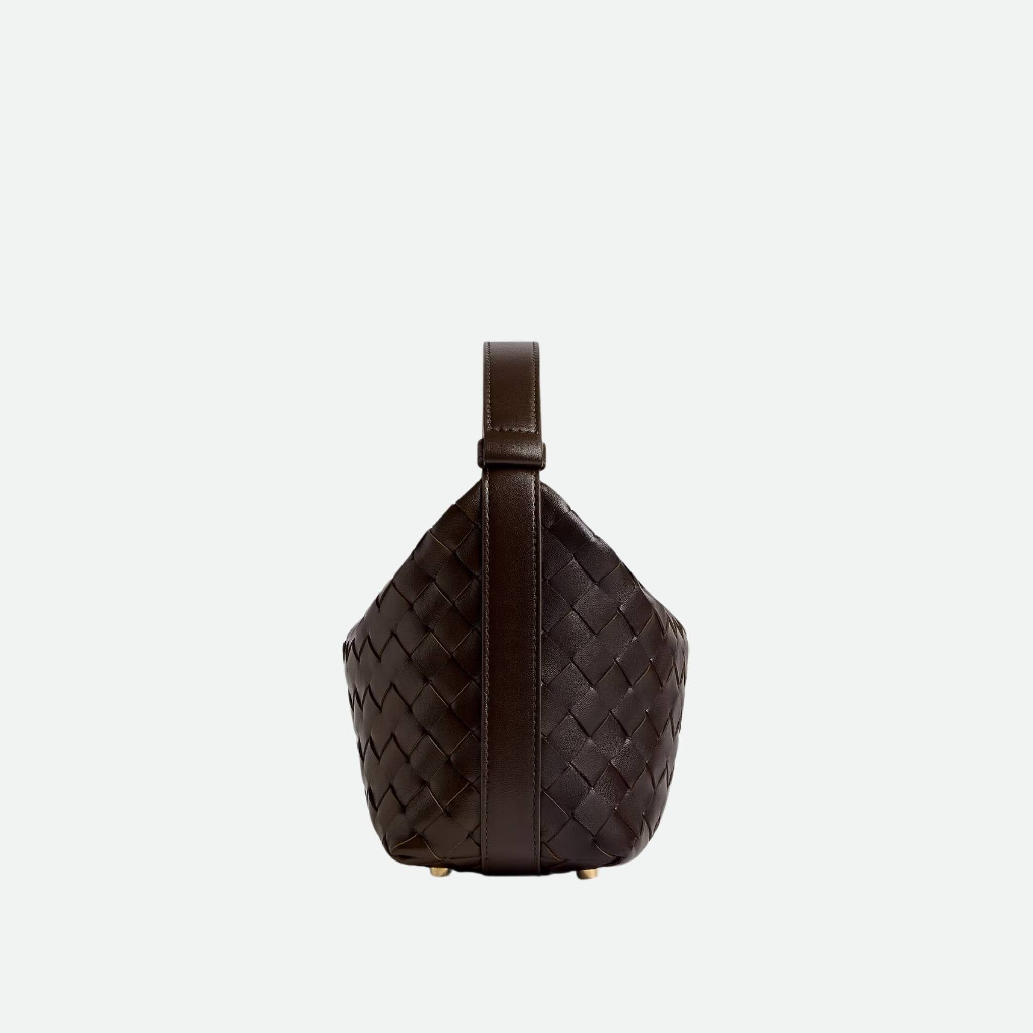 Bottega Veneta Wallace Intrecciato Leather Shoulder Bag, Fondant, Side