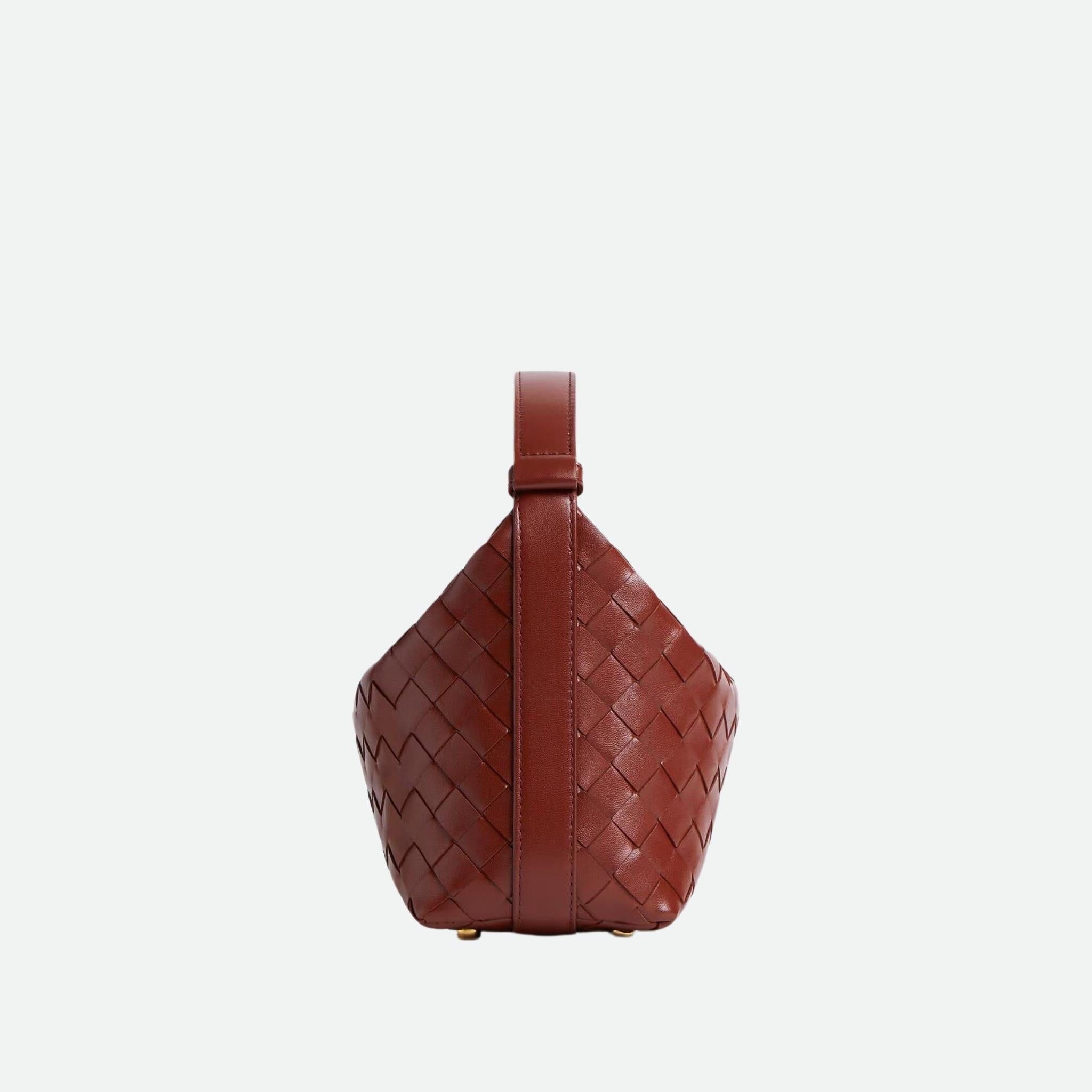 Bottega Veneta Wallace Intrecciato Leather Shoulder Bag, Sapele, Side