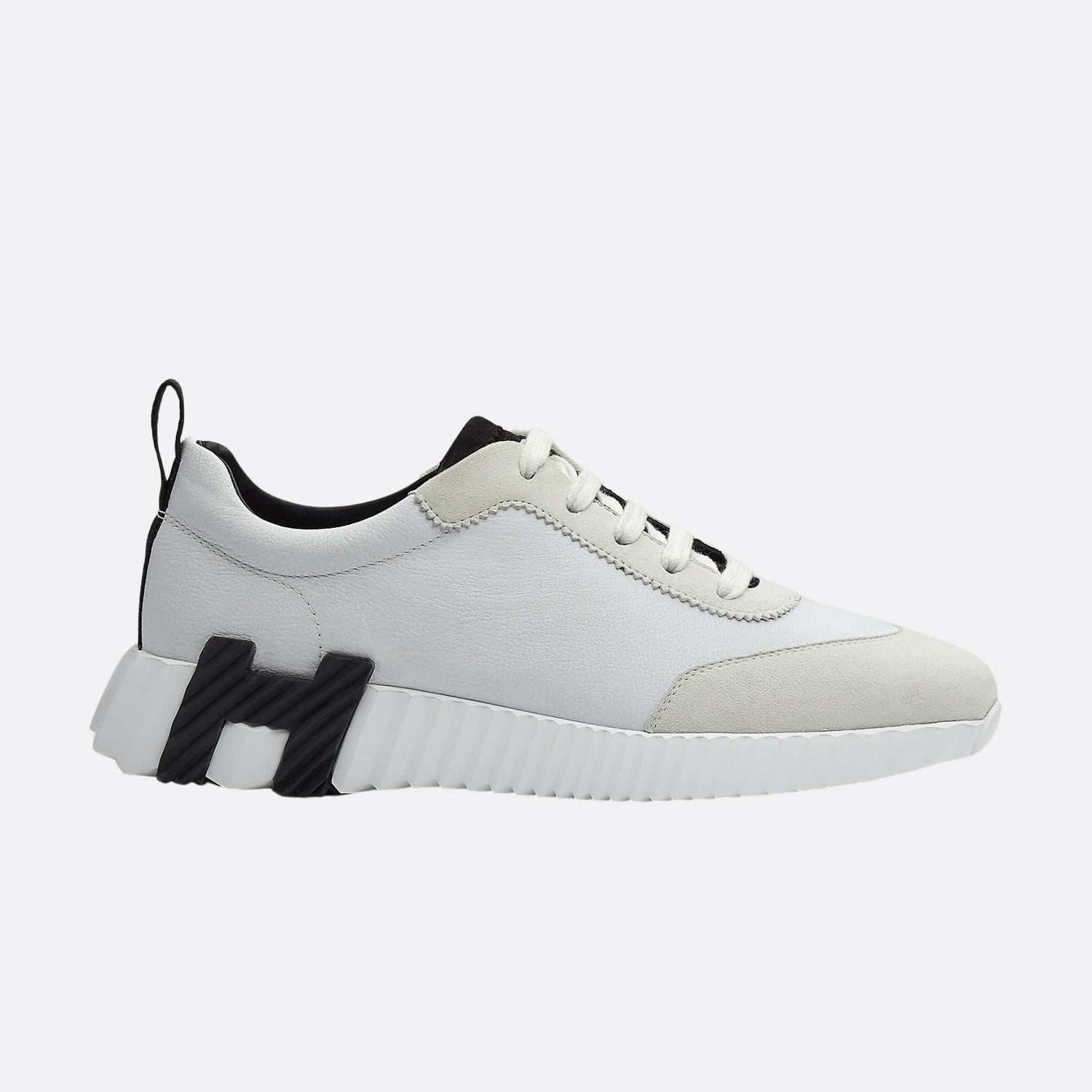 Hermes Bouncing Sneaker Sport Goatskin Suede Women, Blanc, Side