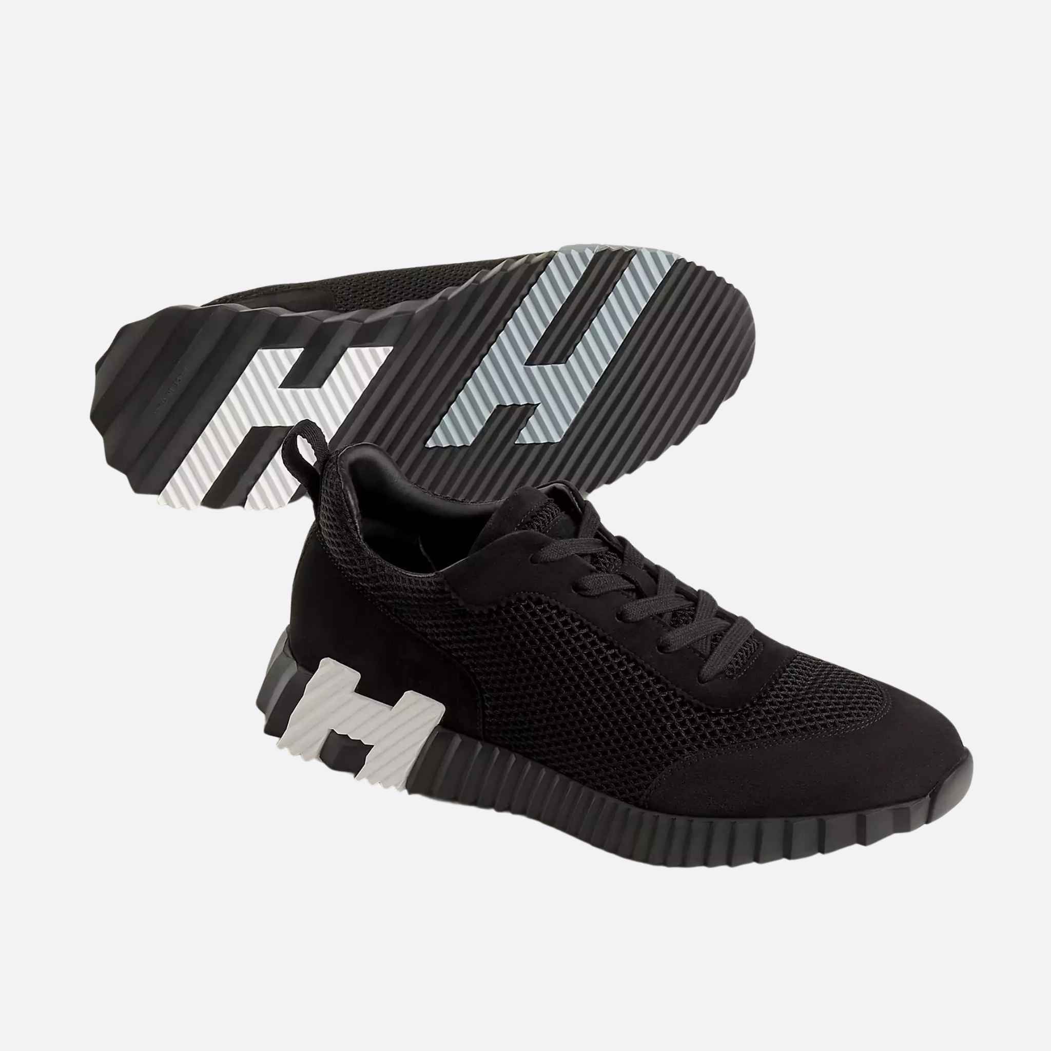 Bouncing Sneakers Graphic Mesh Suede Men, Noir, Front