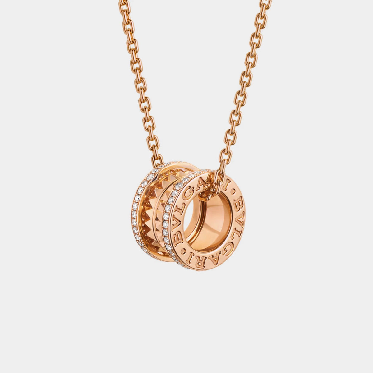 B.zero1 Pendant studded spiral pavé diamonds edges Necklace Gold