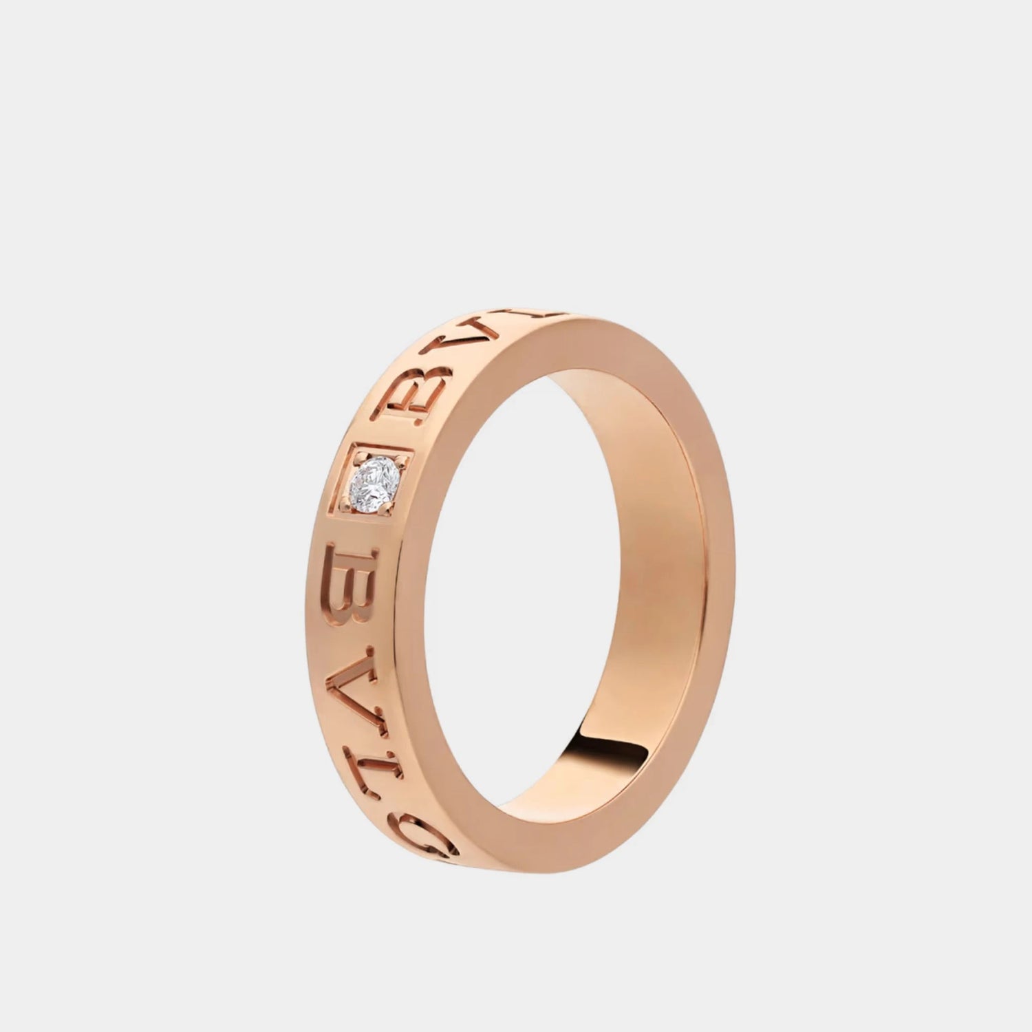 Bvlgari B.zero1 Essential Gold Band Diamond Ring, Rose Gold, Side