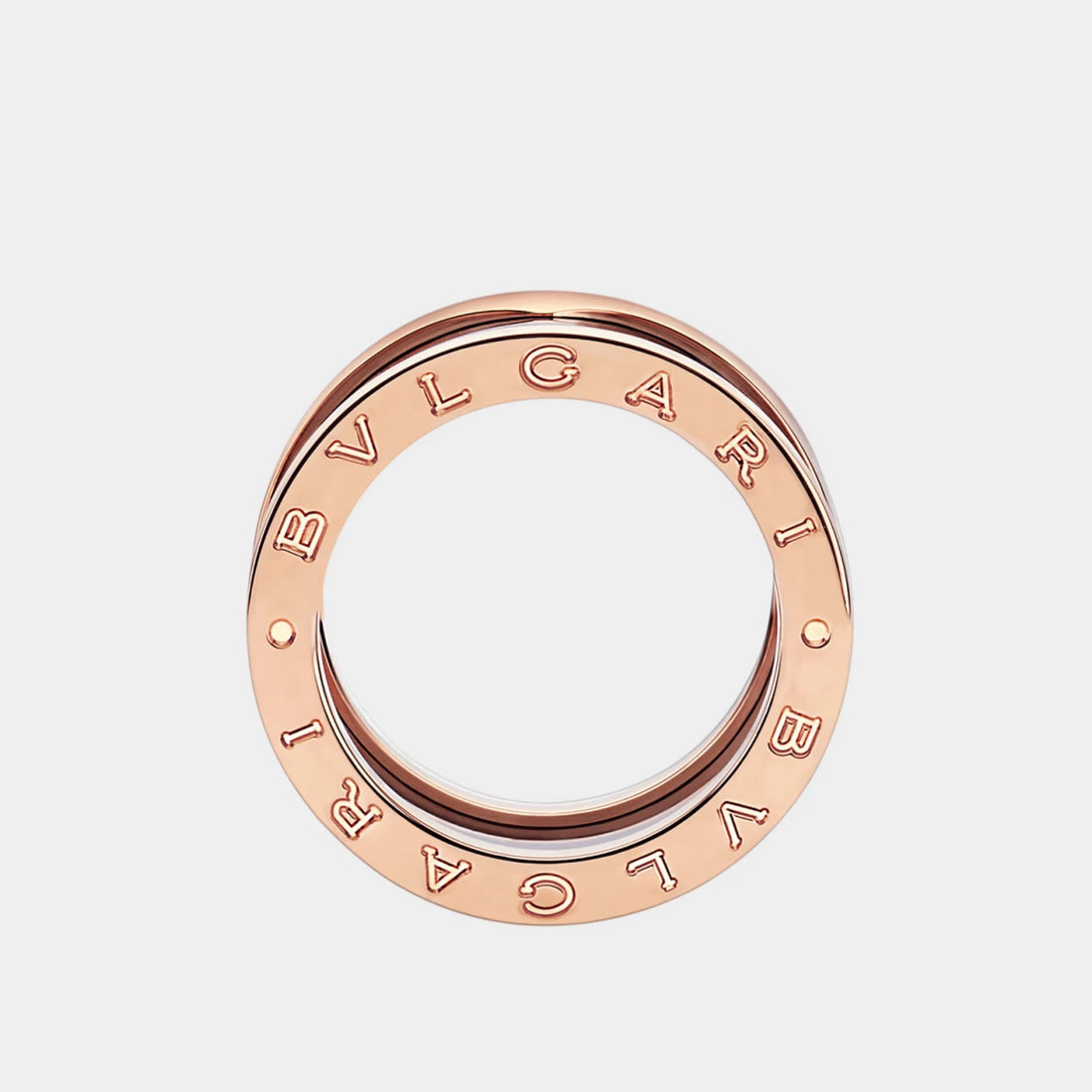 خاتم B.zero1 من Bvlgari بأربع حلقات، حلقتان من ذهب وردي وسيراميك أسود حلزوني