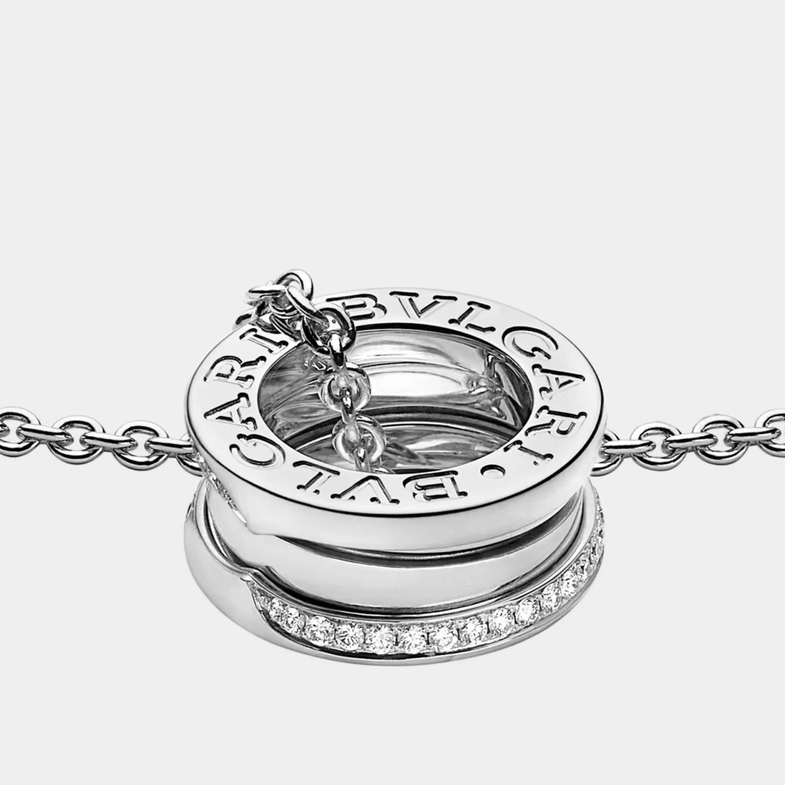 B.zero1 gold pendant demi-pavé diamonds the edges necklace