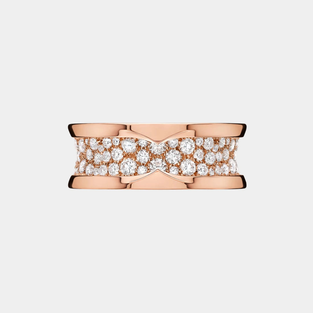 Bvlgari B.zero1 Gold Ring pave Diamonds on the Spiral, Rose Gold, Top