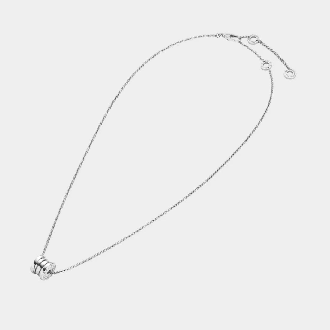 B.zero1 gold round mini pendant necklace , White Gold, Far