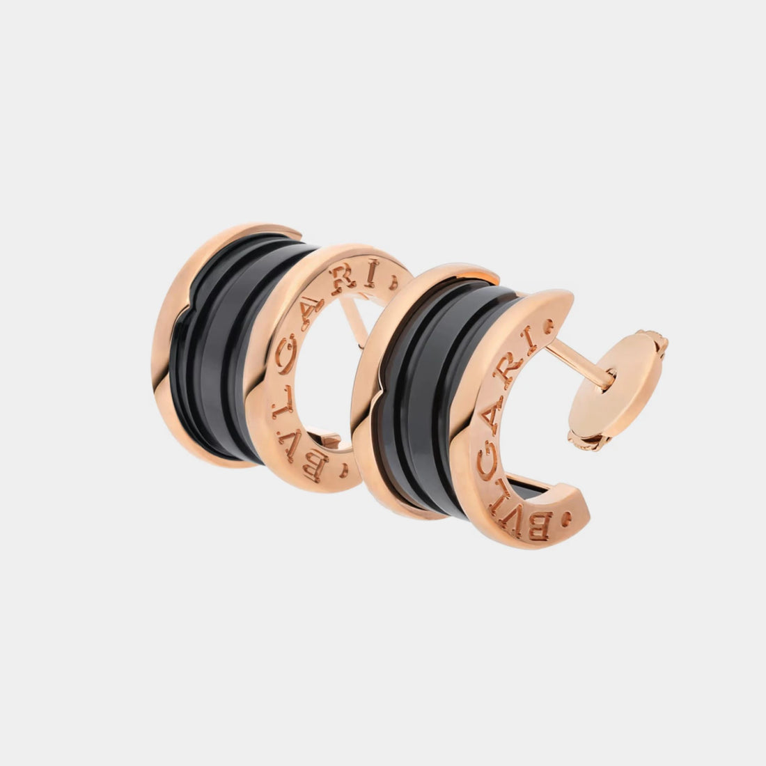 Bvlgari B.zero1 Rose Gold &amp; Black Ceramic earrings , Side