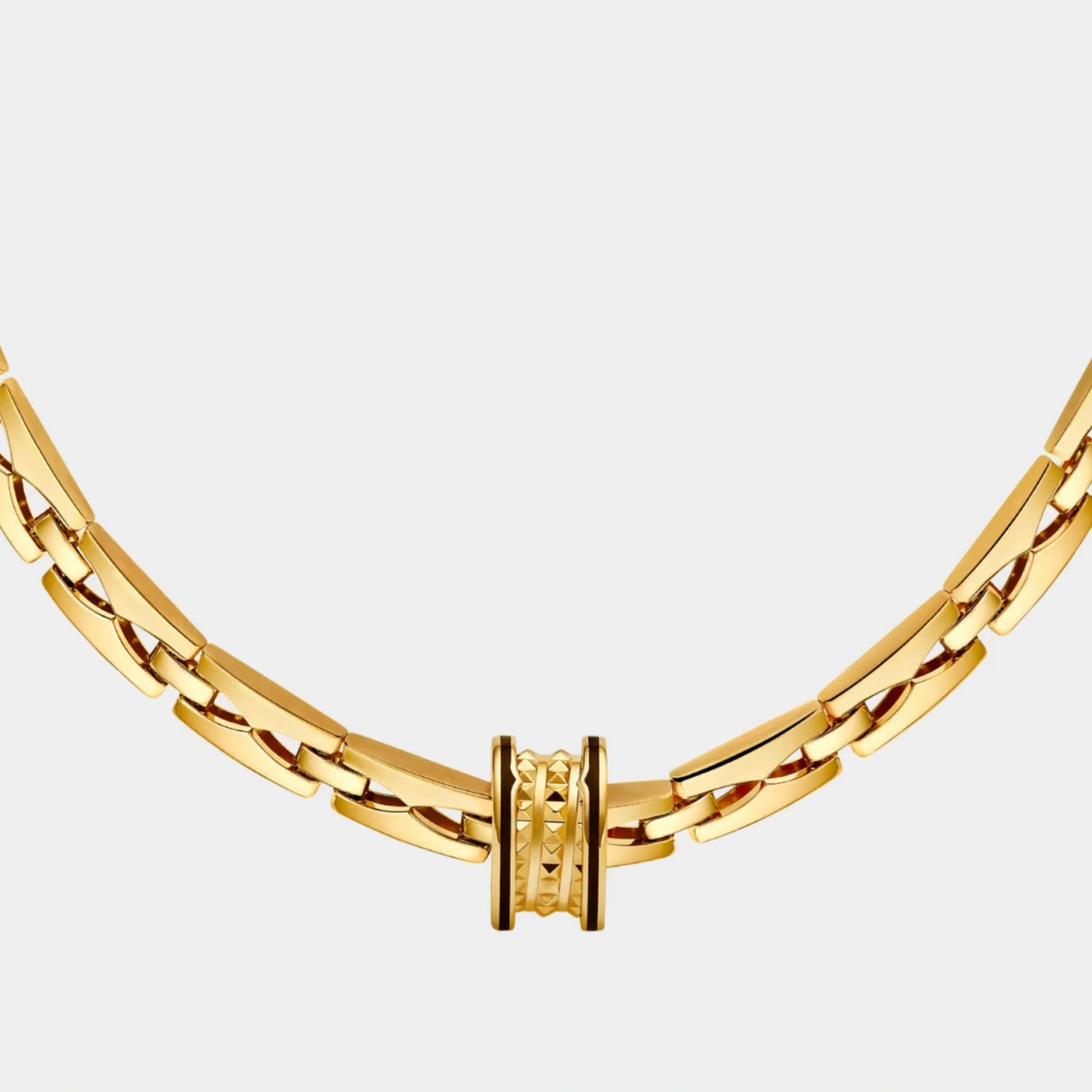 Bvlgari B.zero1 Yellow Gold Necklace studded pendant/black ceramic, closeup