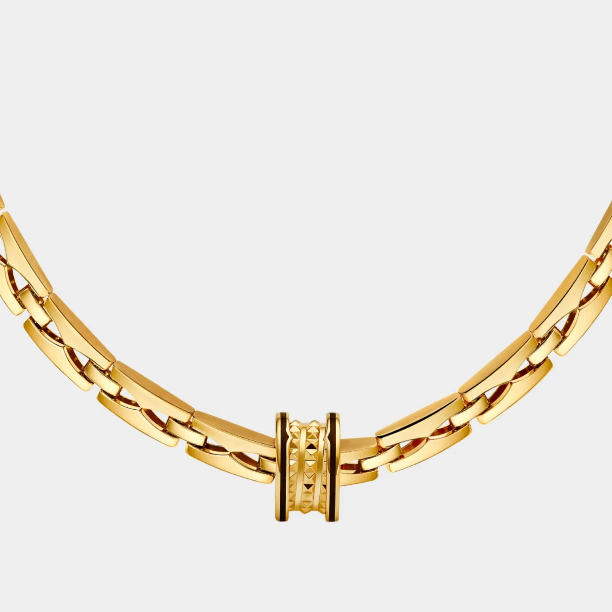 Bvlgari B.zero1 Yellow Gold Necklace studded pendant/black ceramic, closeup