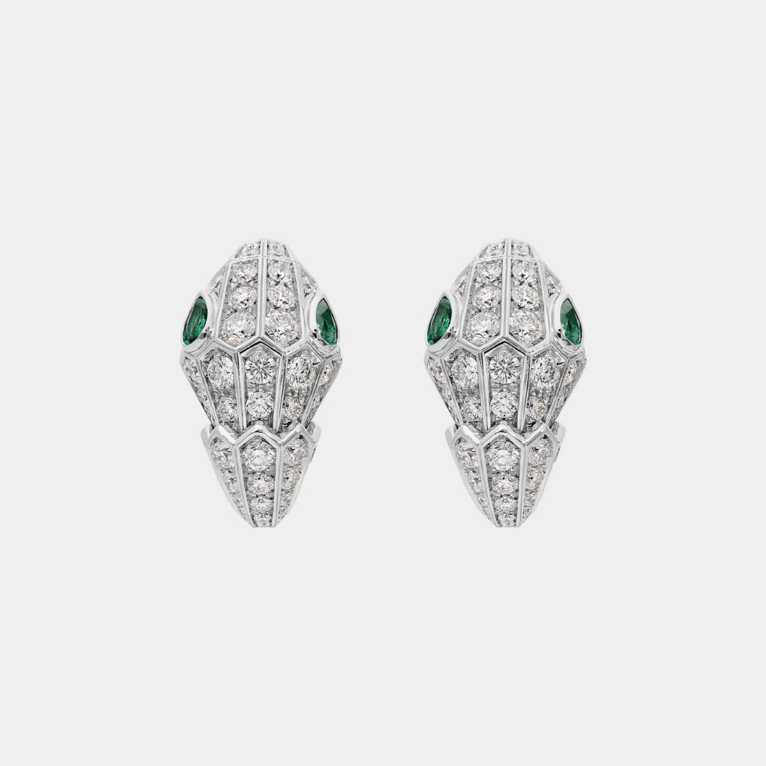 Serpenti Earrings with Emerald Eyes & Full Pave Diamonds
