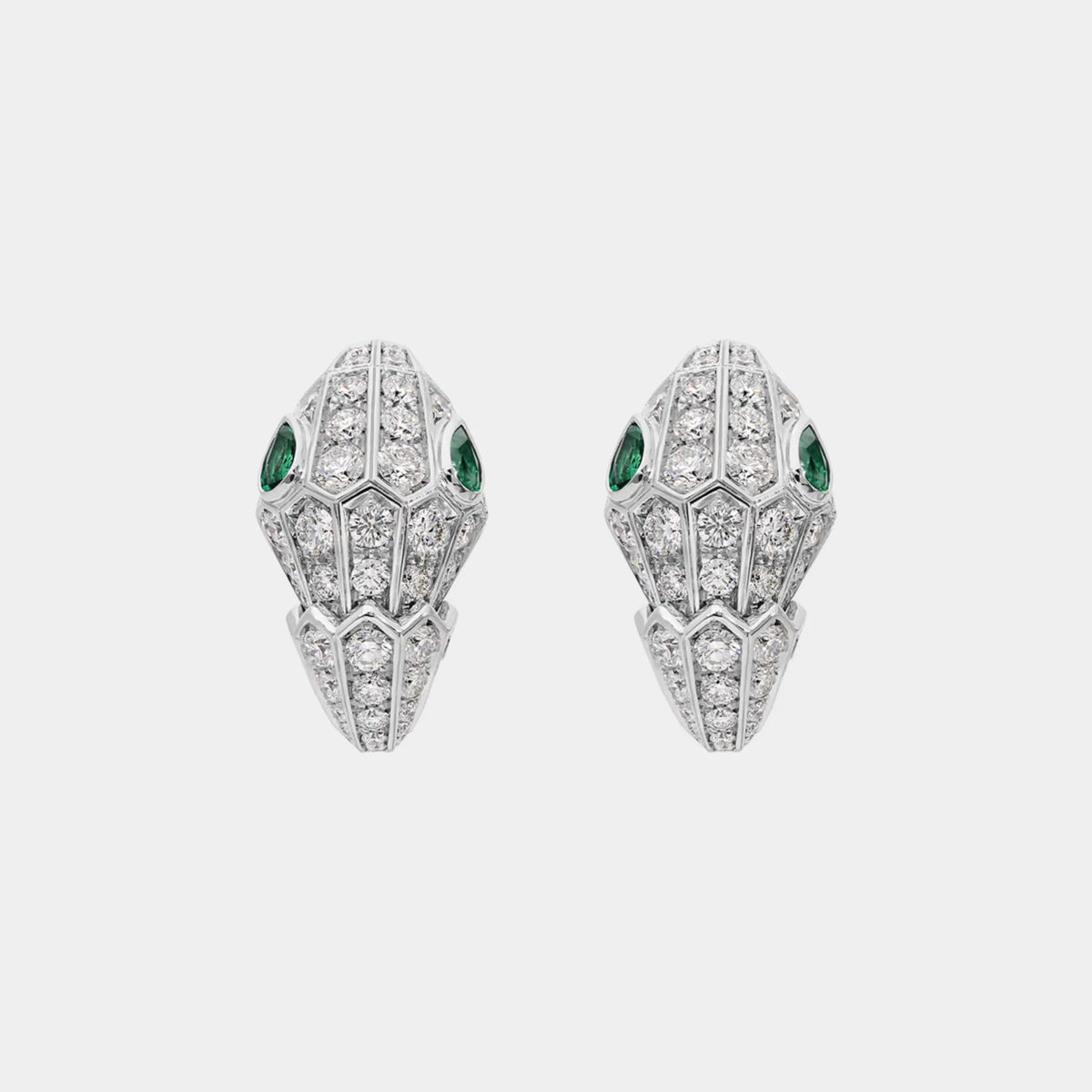 Serpenti Earrings with Emerald Eyes & Full Pave Diamonds