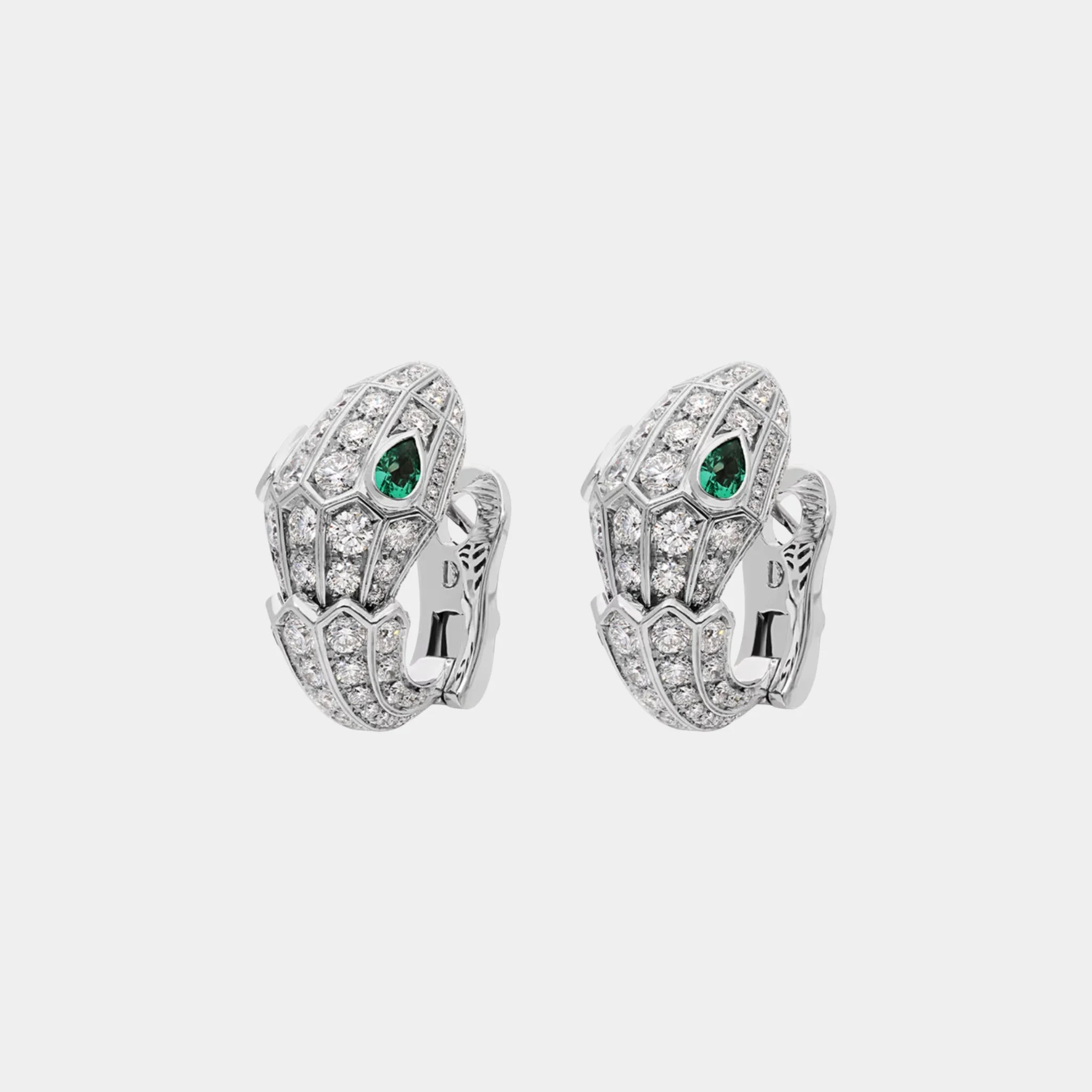 Serpenti Earrings with Emerald Eyes &amp; Full Pave Diamonds