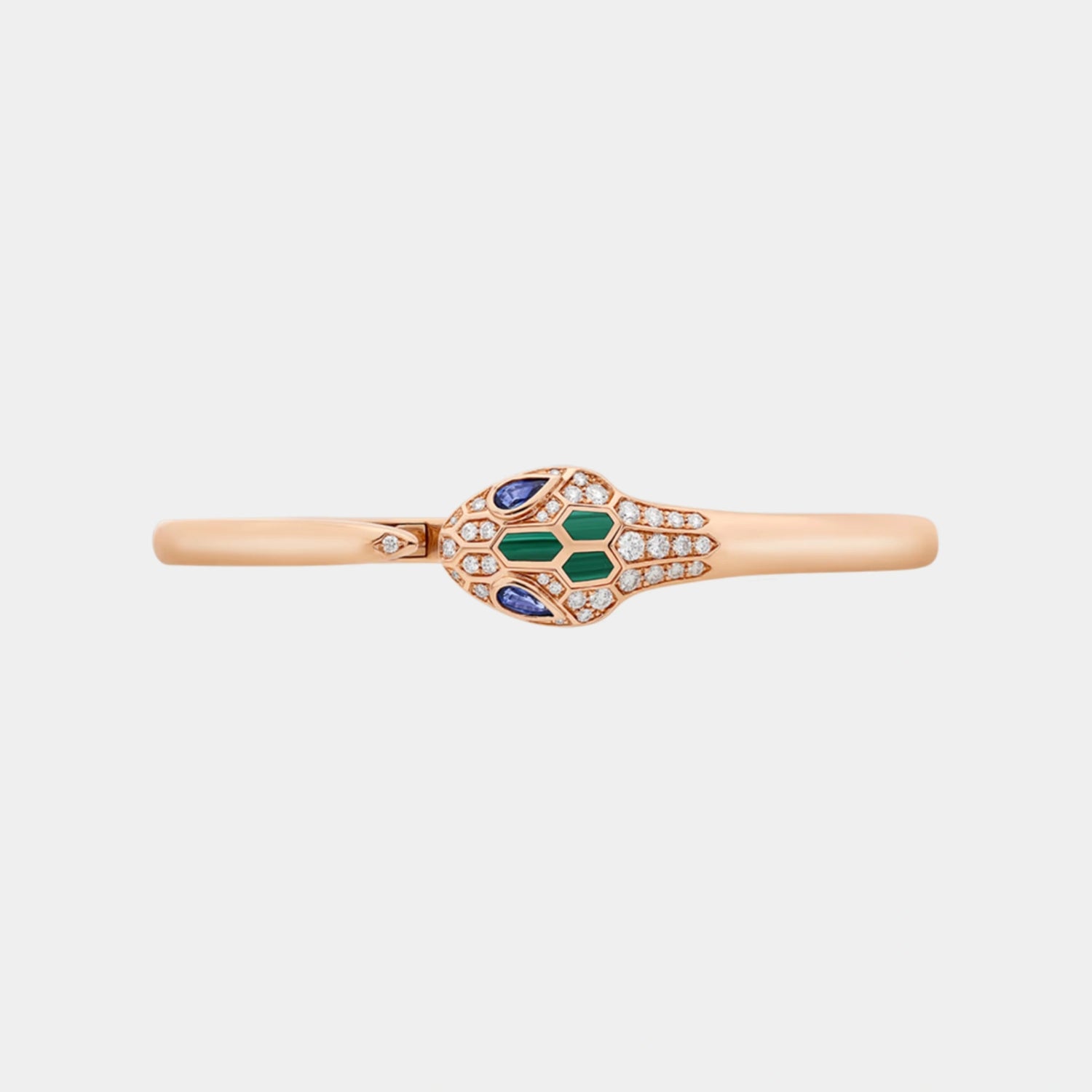 Bvlgari Serpenti Seduttori Bracelet with Sapphire Malachite &amp; Diamonds, Rose Gold, Front