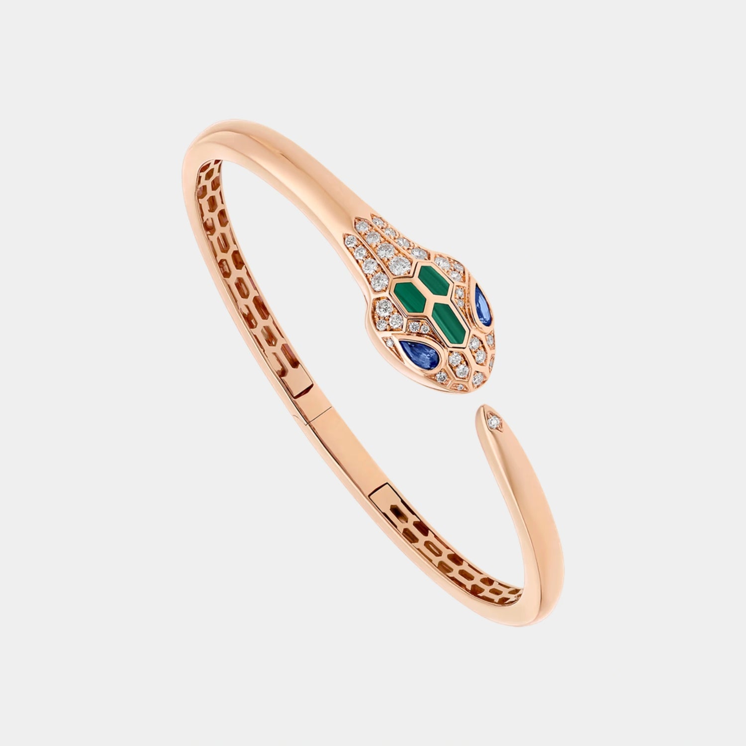 Bvlgari Serpenti Seduttori Bracelet with Sapphire Malachite &amp; Diamonds, Rose Gold, Side