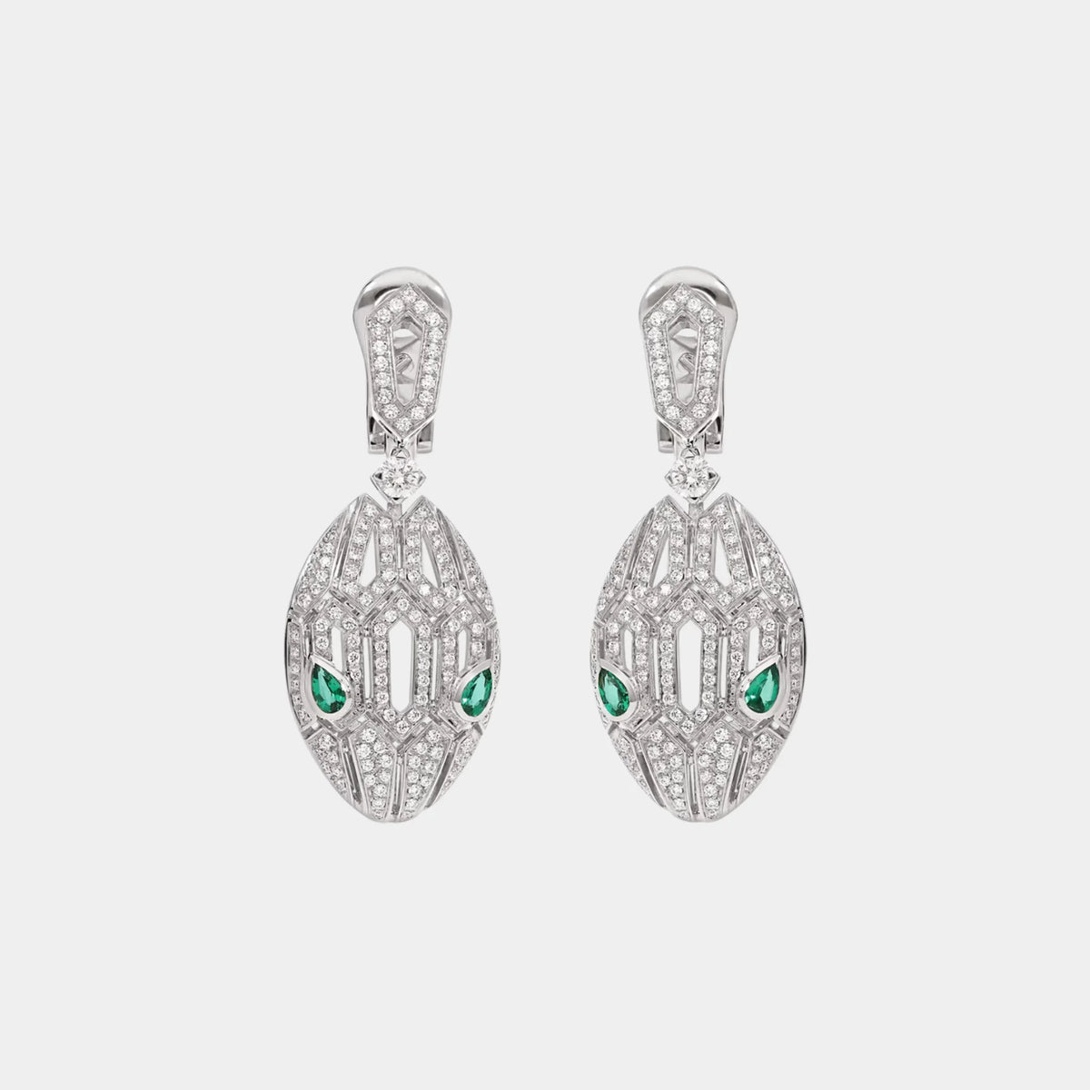 Serpenti Seduttori Earrings with Emerald Eyes & Pave Diamonds